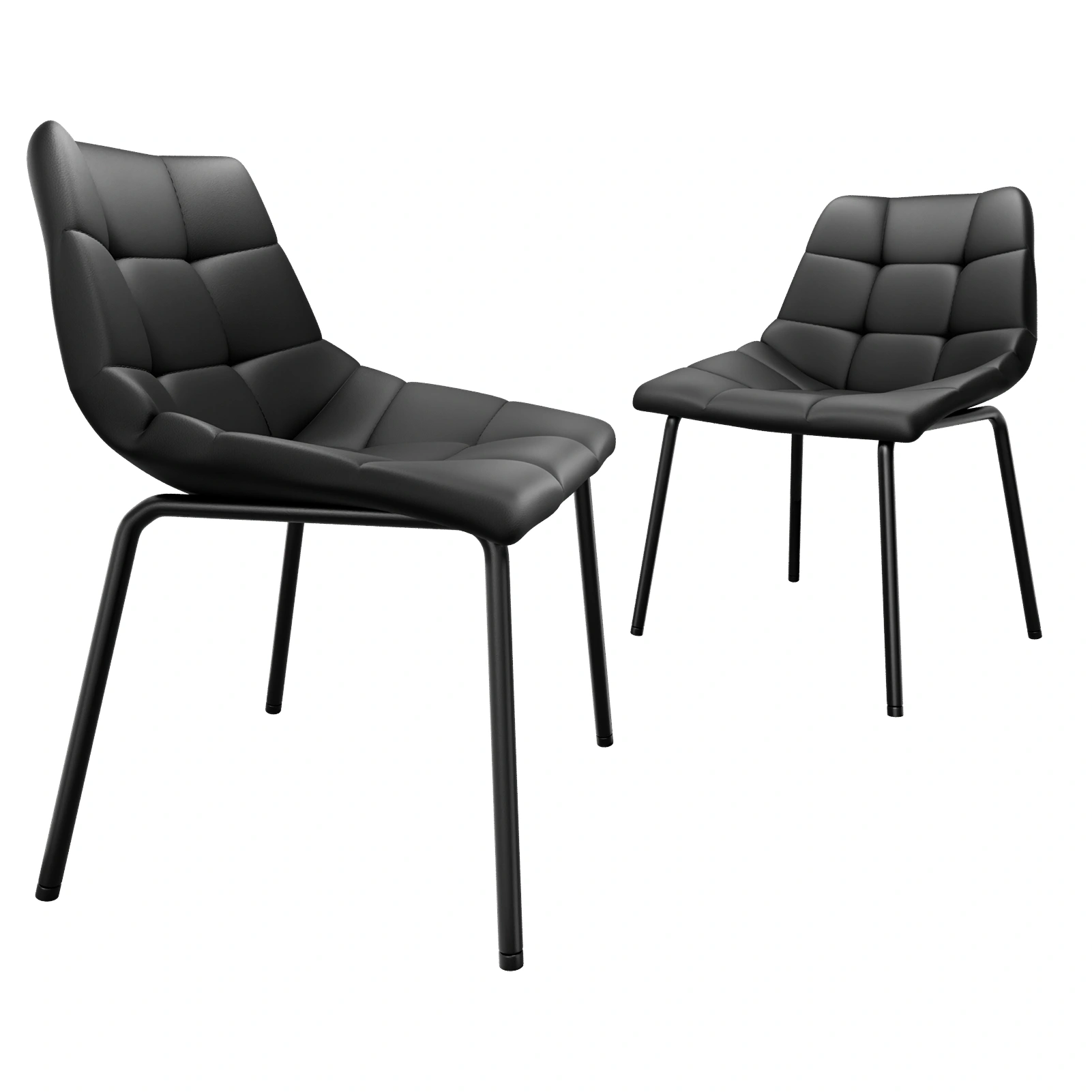 Modern Dining Chairs 2/4/6/8 Piece Set, High Back Faux Leather Upholstered Kitchen Chairs, Metal Legs Dining Room Chair for Living Room Table, Black