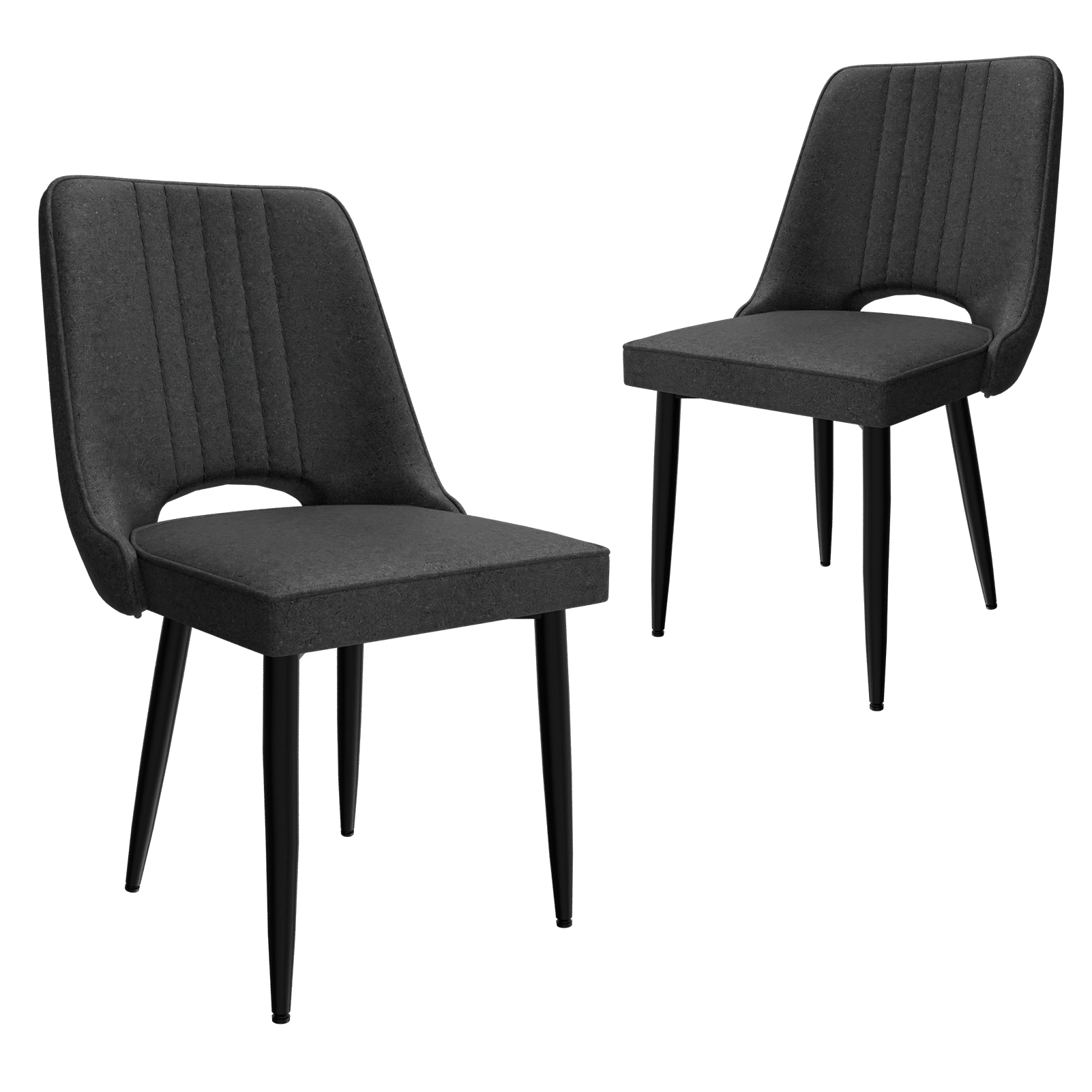 Set of 2 Dining Chairs, PU Leather Kitchen Chairs w/Backrest, Dining Room Chairs for Living Room Lounge Counter, Black