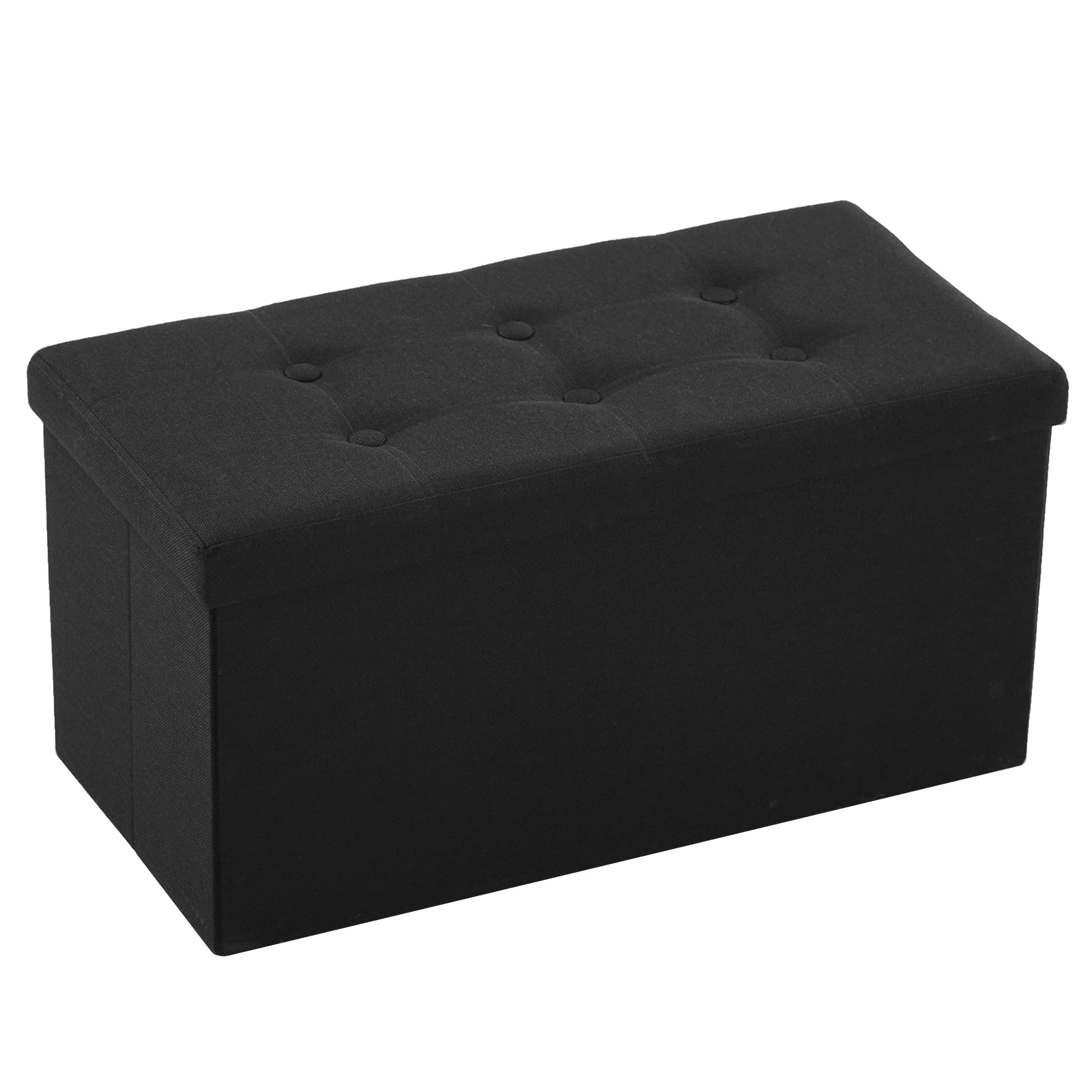 Foldable Storage Footstool Ottoman Black - 76x38x38cm Pull Point Linen MDF Seat with Hidden Compartment view 3