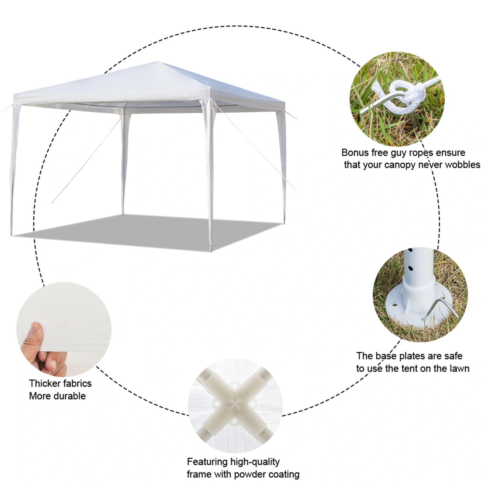 3 x 3m Waterproof Tent with Spiral Tubes White view 20