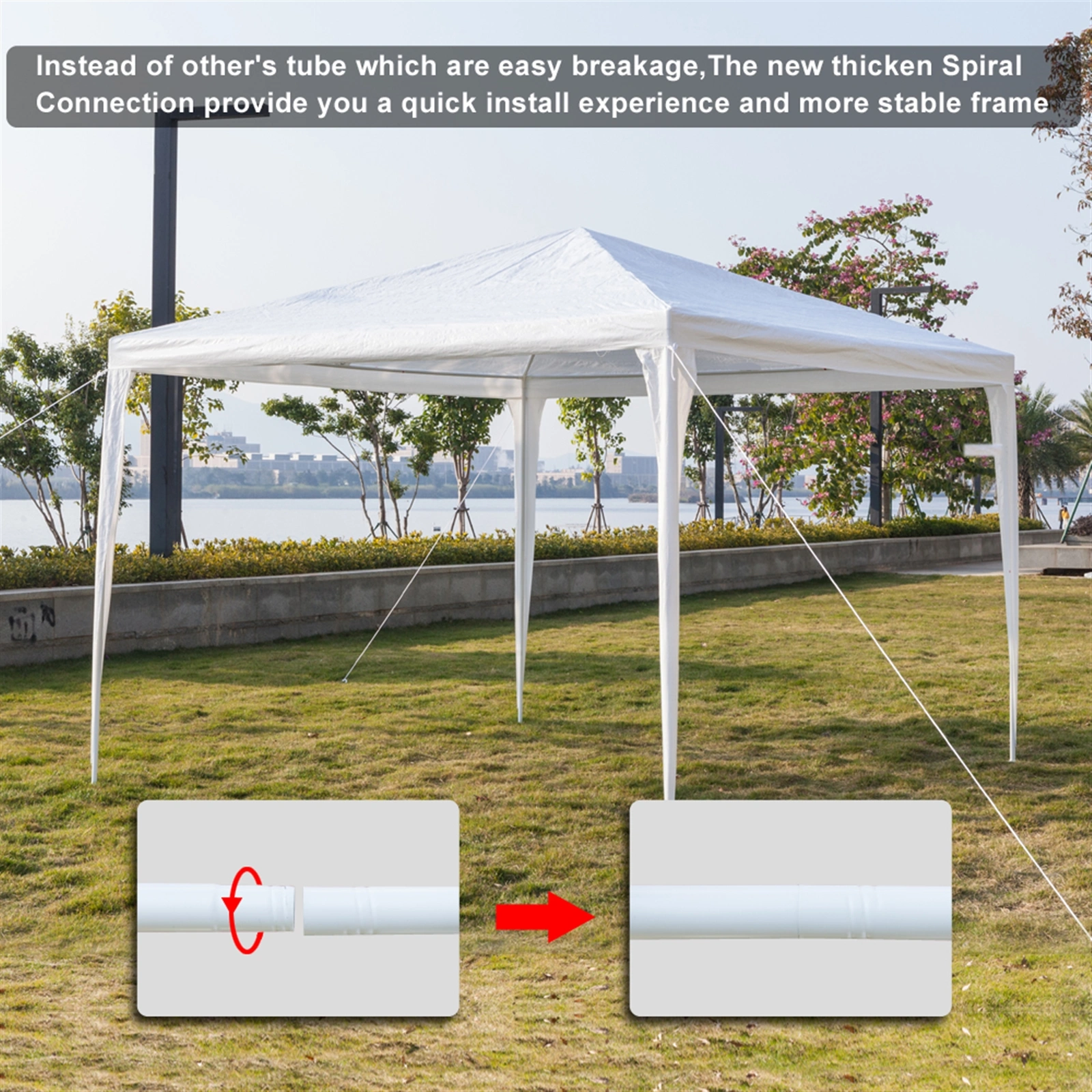 3 x 3m Waterproof Tent with Spiral Tubes White view 23