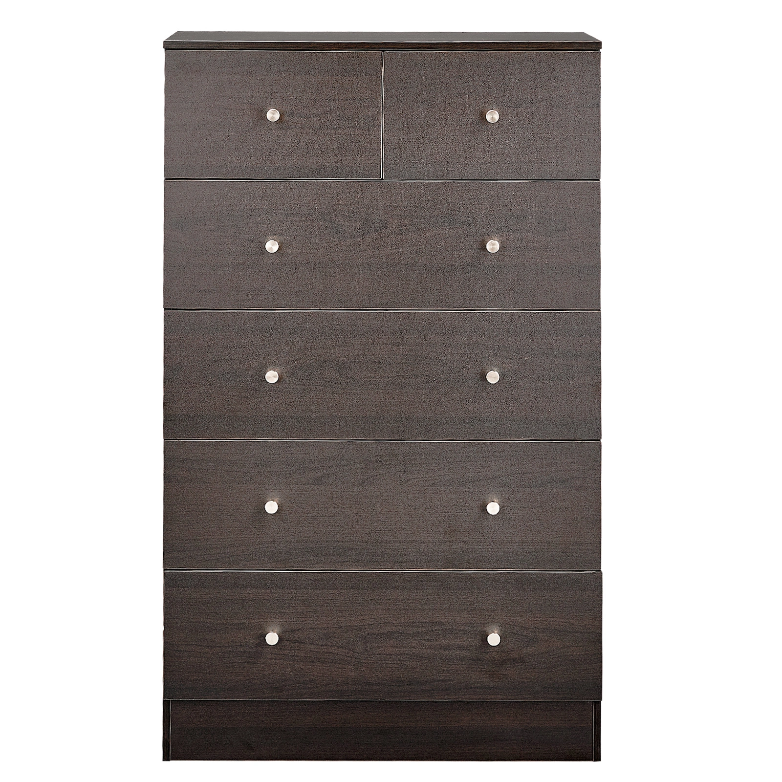 Brown particleboard with a textured melamine finish, 66*40*111cm, 4+2 drawer cabinet, matte gold handles view 3