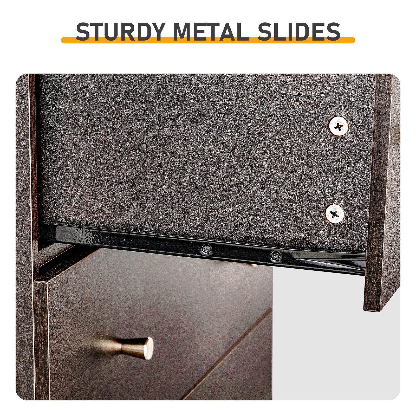 Brown particleboard with a textured melamine finish, 66*40*111cm, 4+2 drawer cabinet, matte gold handles view 9