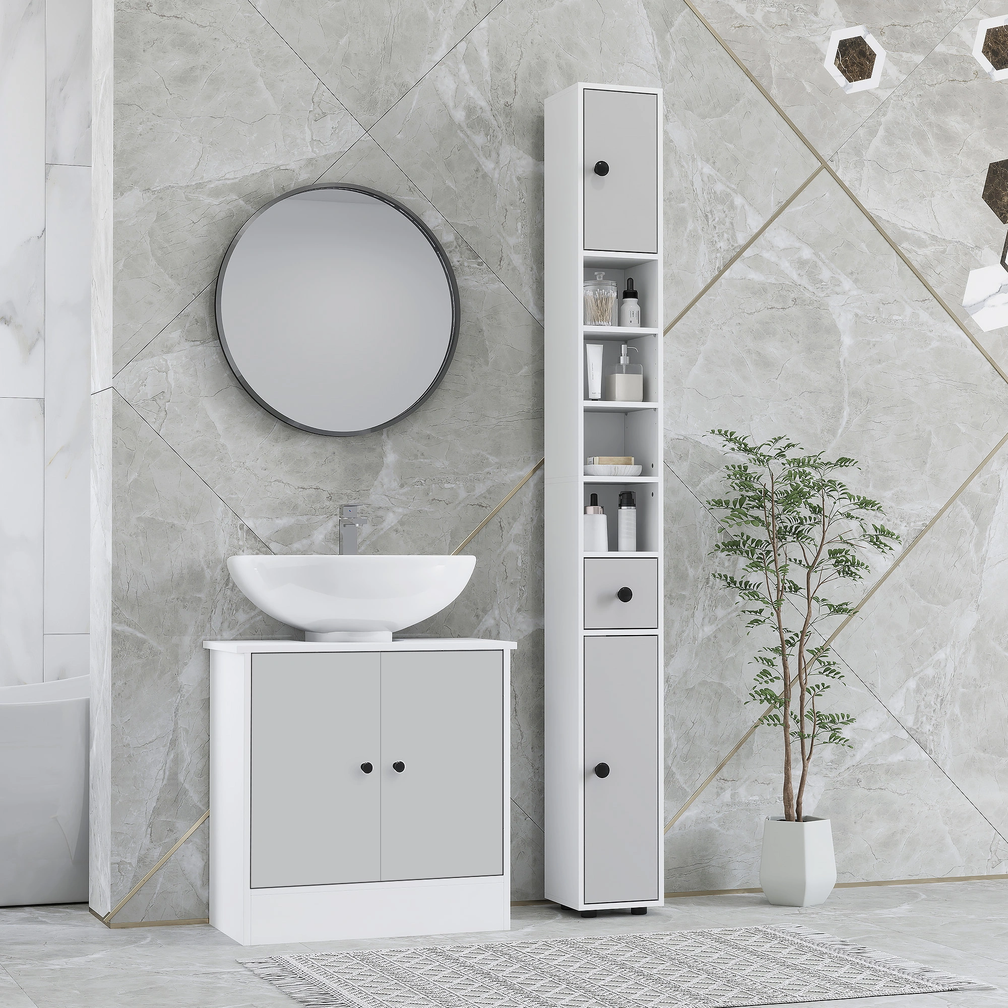 Bathroom Cabinet - Wall-Mounted Storage Cabinet with Mirror, Moisture-Resistant Organizer