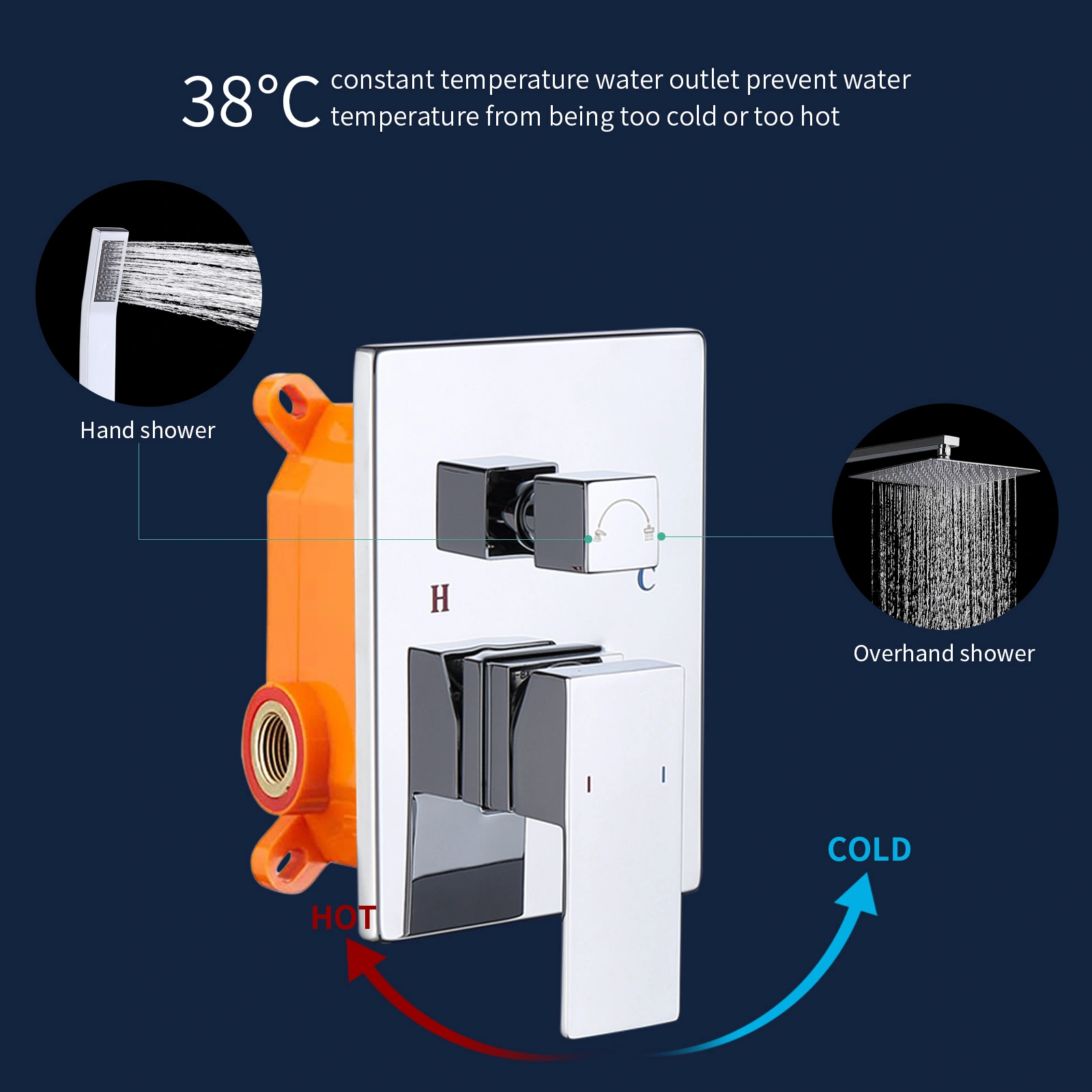 Shower System Shower Faucet Combo Set Wall Mounted with 10" Rainfall Shower Head and handheld shower faucet, Chrome Finish with Brass Valve Rough-In[Unable ship on weekends, TK/TEMU only for pickup, only TX10643 warehouse supports GOFO] view 4