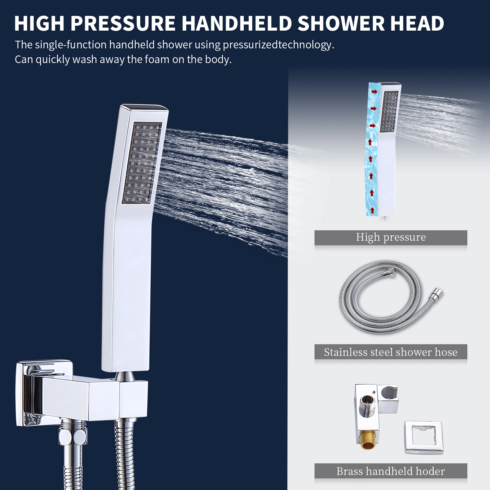 Shower System Shower Faucet Combo Set Wall Mounted with 10" Rainfall Shower Head and handheld shower faucet, Chrome Finish with Brass Valve Rough-In[Unable ship on weekends, TK/TEMU only for pickup, only TX10643 warehouse supports GOFO] view 5