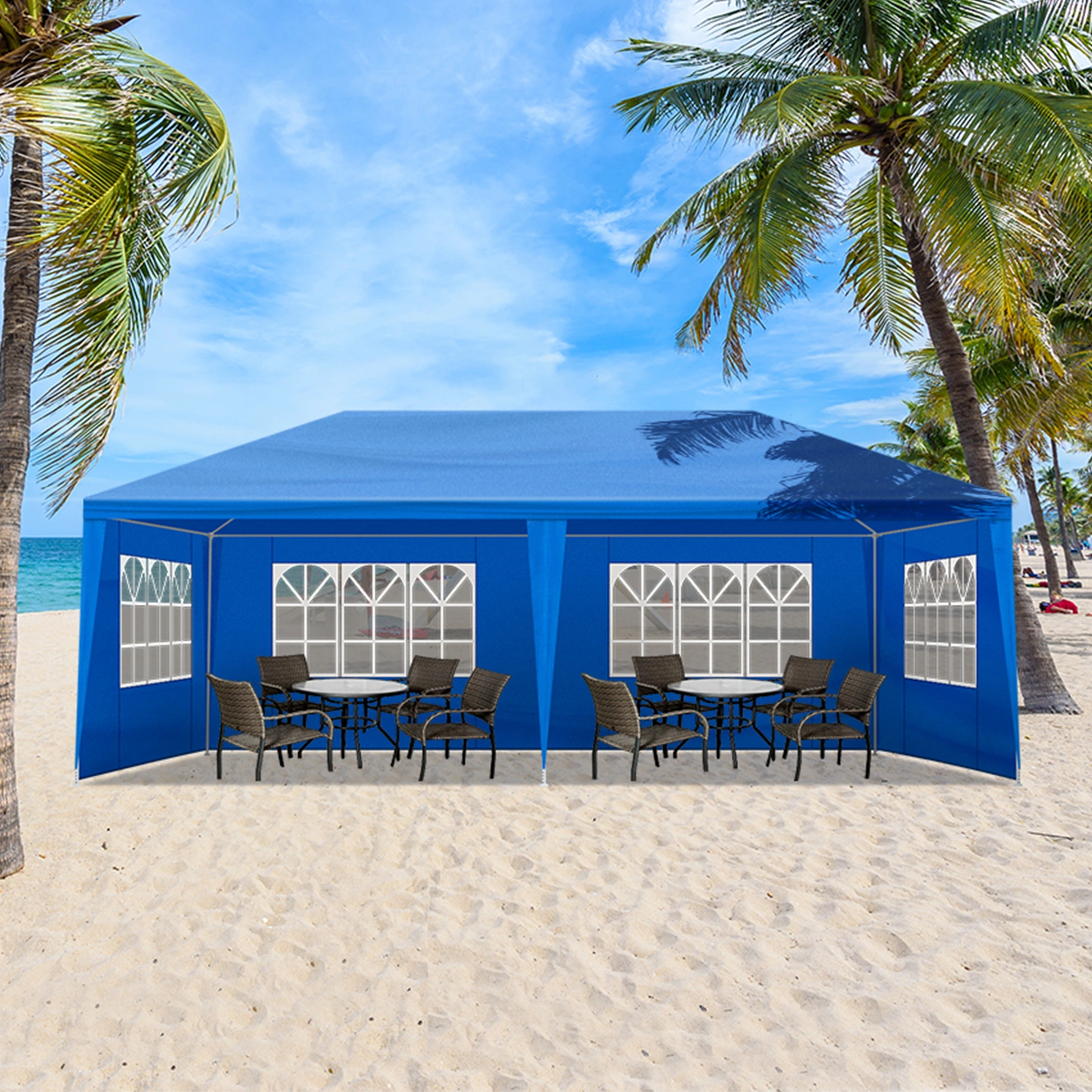 10'x20' Outdoor Party Tent with 6 Removable Sidewalls, Waterproof Canopy Patio Wedding Gazebo, Blue view 14