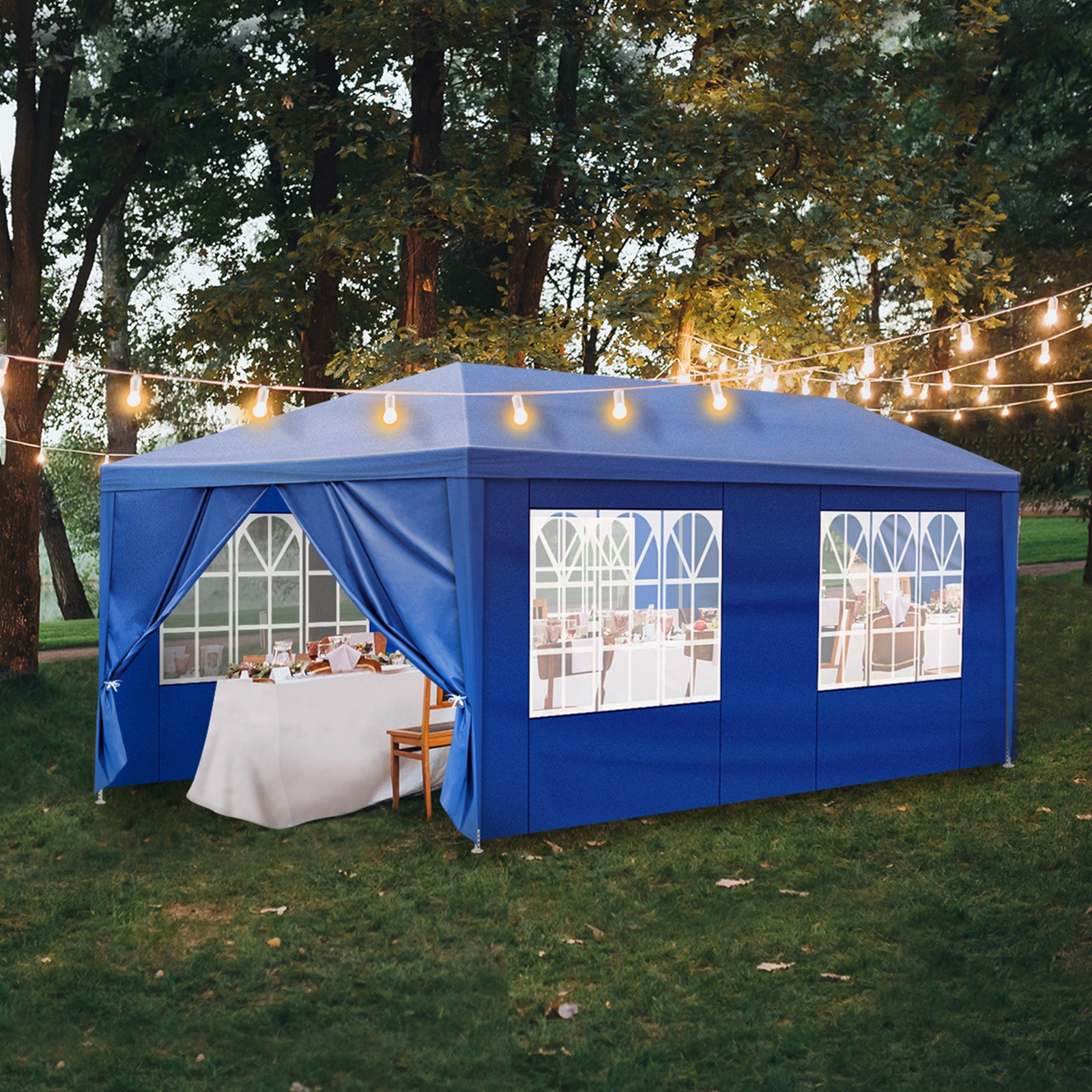 10'x20' Outdoor Party Tent with 6 Removable Sidewalls, Waterproof Canopy Patio Wedding Gazebo, Blue view 15