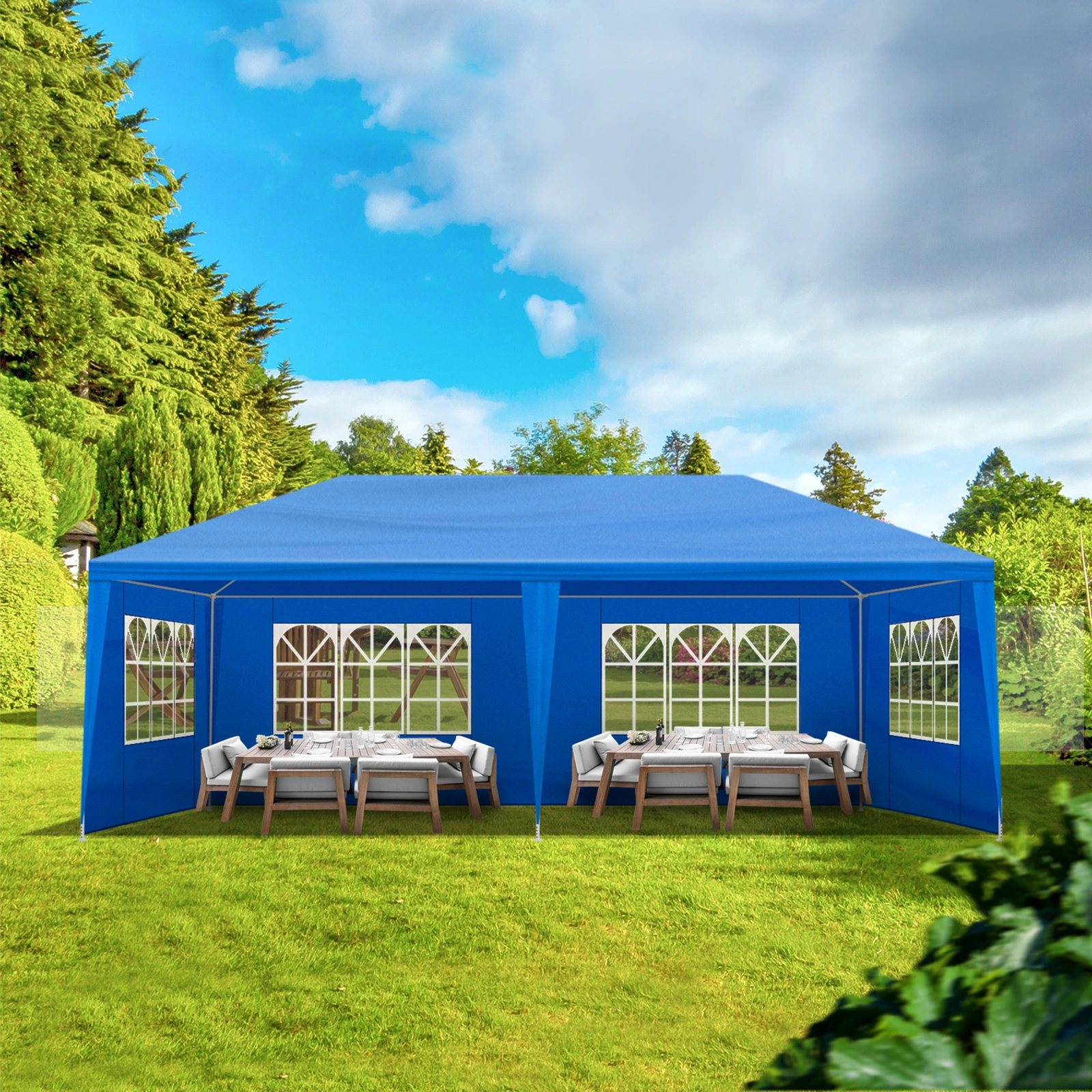10'x20' Outdoor Party Tent with 6 Removable Sidewalls, Waterproof Canopy Patio Wedding Gazebo, Blue view 16