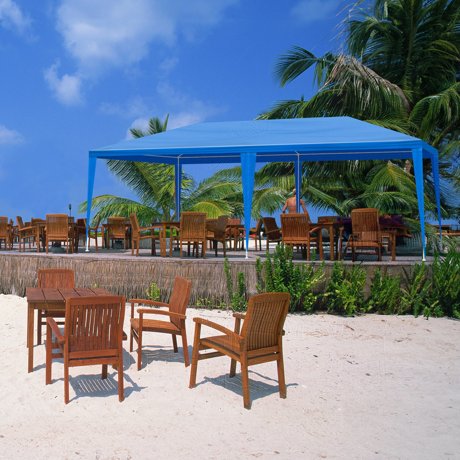 10'x20' Outdoor Party Tent with 6 Removable Sidewalls, Waterproof Canopy Patio Wedding Gazebo, Blue view 21