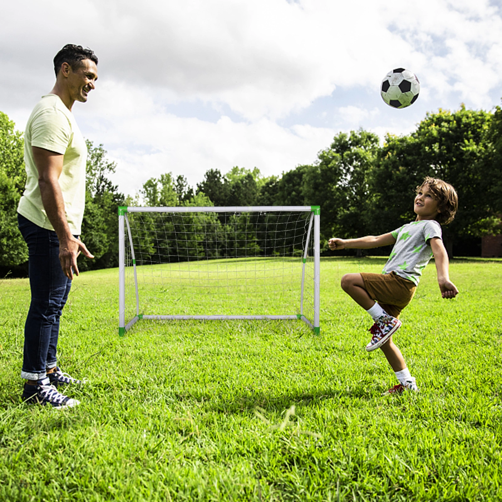 6' x 4' Soccer Goal Training Set with Net Buckles Ground Nail Football Sports view 11