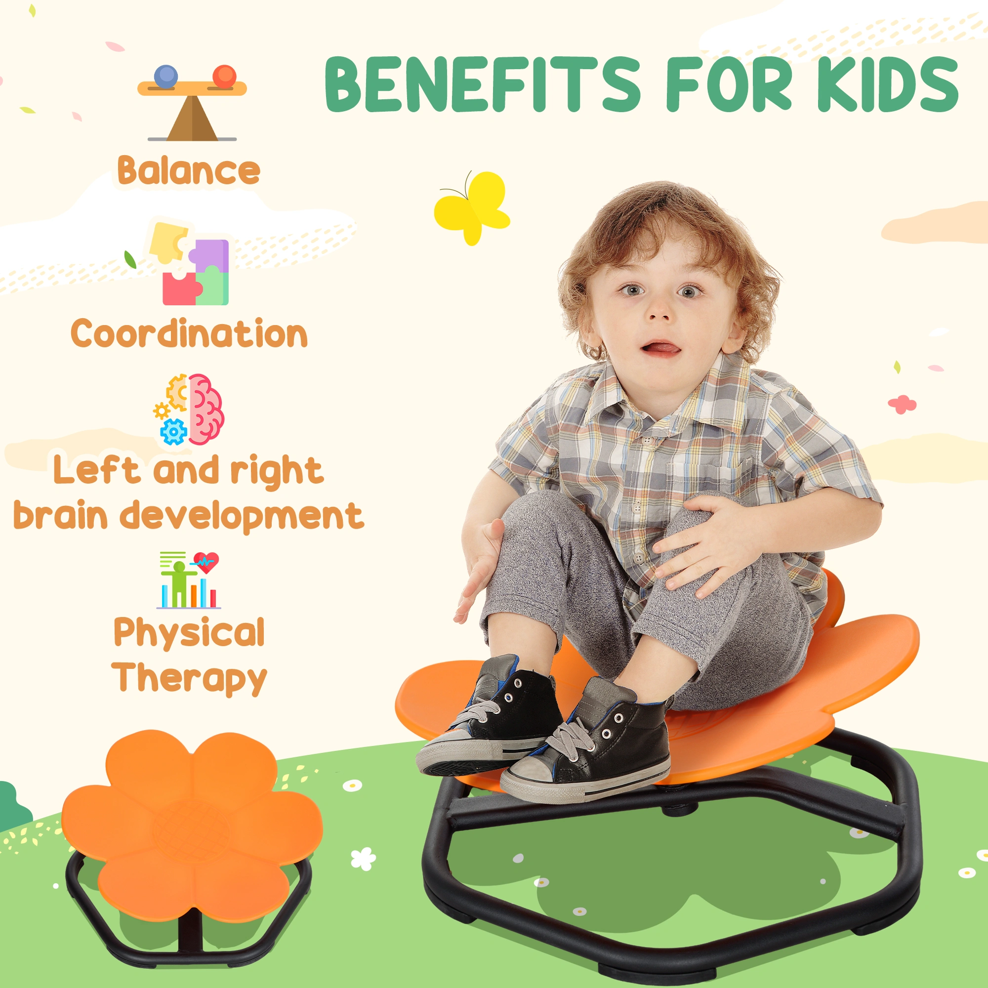 Sensory Spinning Chair for Kids & Adults, Indoor Outdoor Swing with Soft Cushion, Therapeutic Spin Seat for Autism ADHD Focus view 3