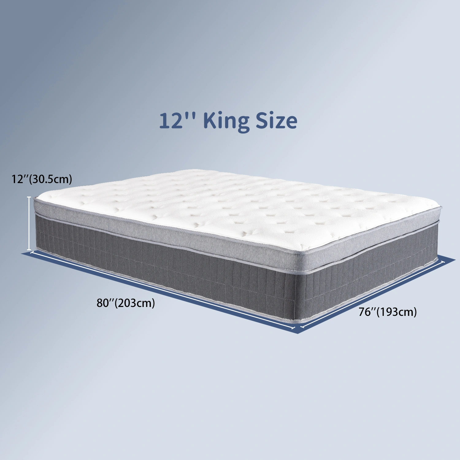 King Size Mattress in a Box 12 Inch Memory Foam Hybrid with Pocketed Coils, Medium Firm, Motion Isolation & Edge Support, 60 Night Trial view 3