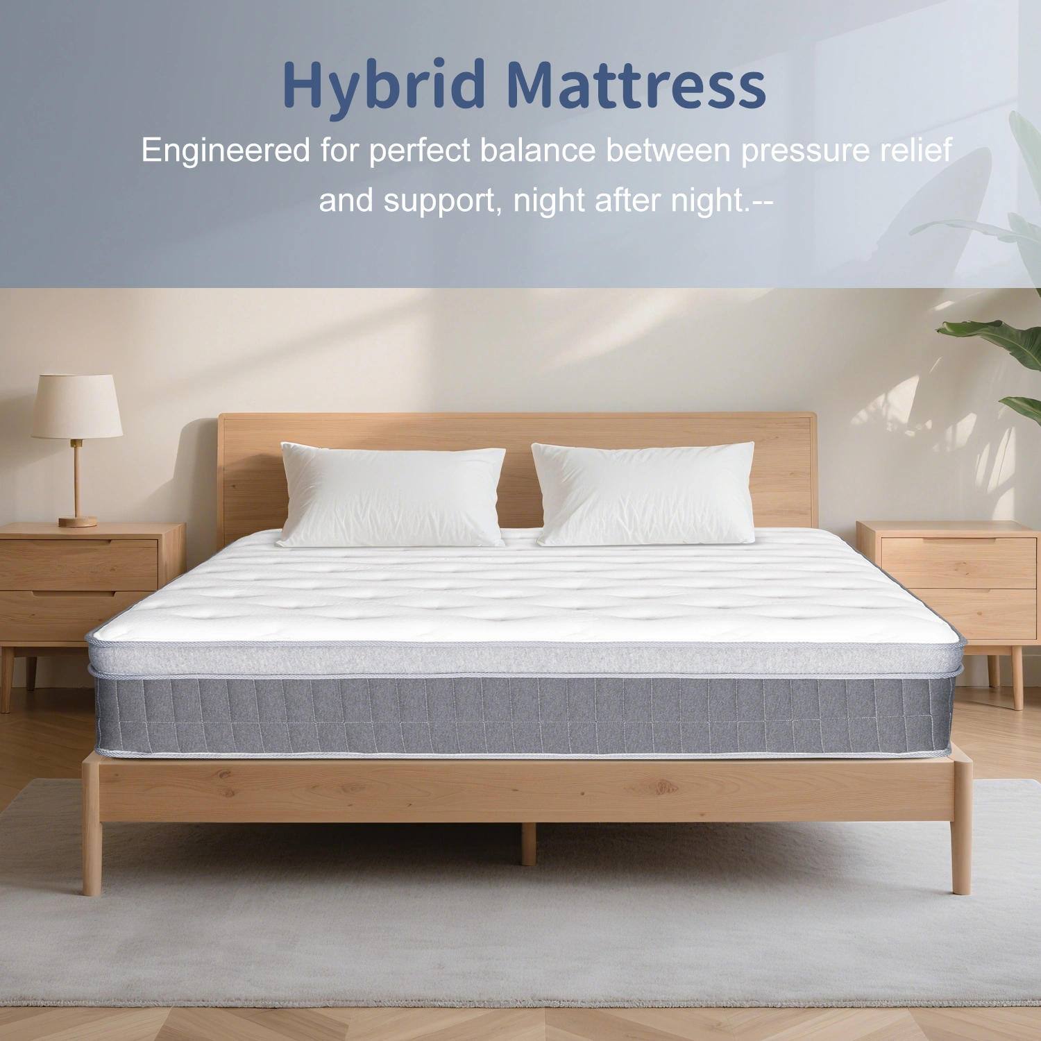 King Size Mattress in a Box 12 Inch Memory Foam Hybrid with Pocketed Coils, Medium Firm, Motion Isolation & Edge Support, 60 Night Trial view 4