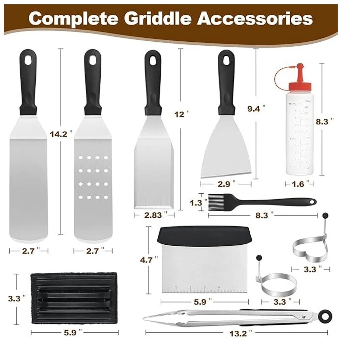 14 Pcs Stainless Steel BBQ Grill Griddle Tools Set Accessories UK view 3