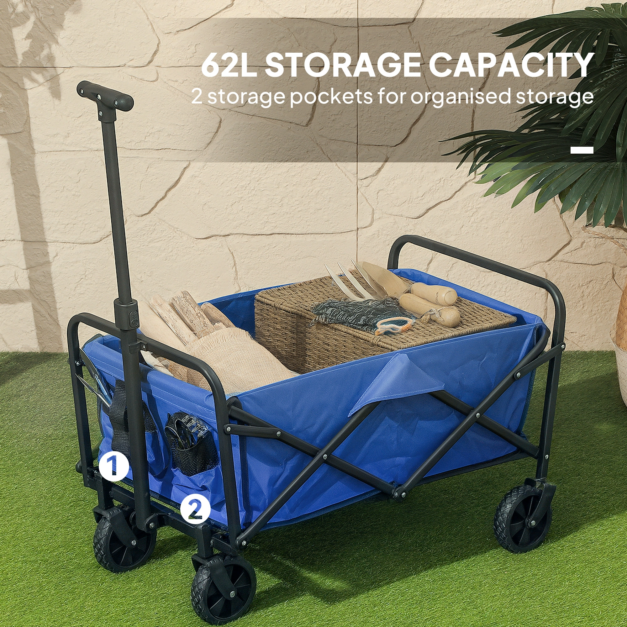 Heavy Duty Folding Hand Truck, Aluminum Foldable Dolly Cart with Padded Handle & Large Wheels view 2