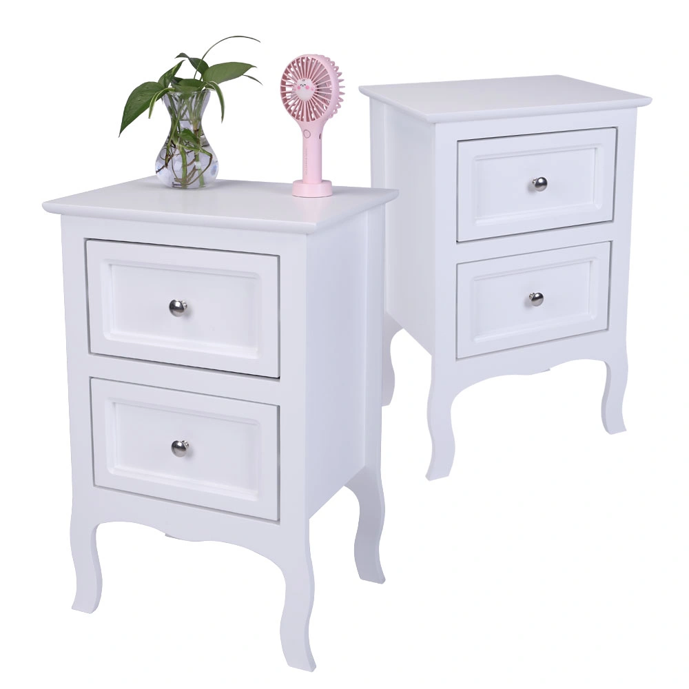 2pcs Country Style Two-Tier Night Tables Large Size White view 10