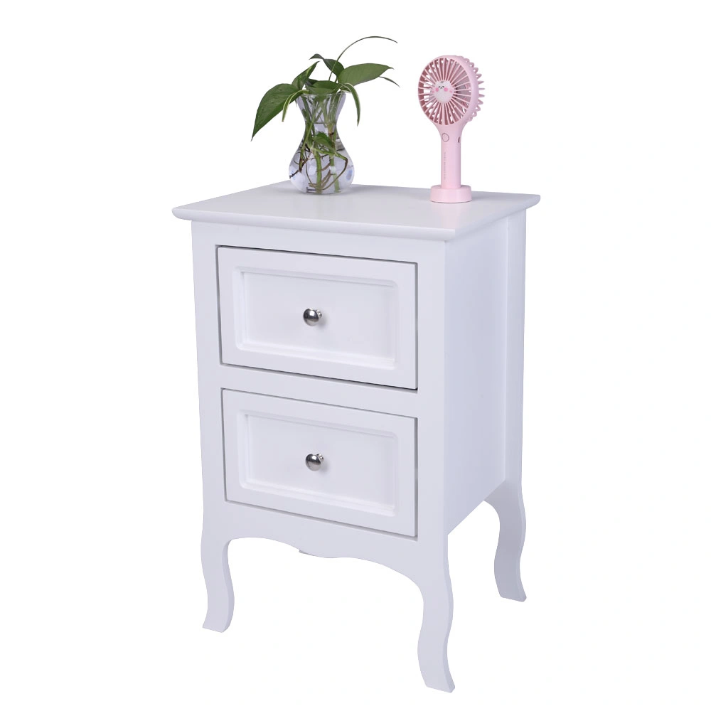 2pcs Country Style Two-Tier Night Tables Large Size White view 11