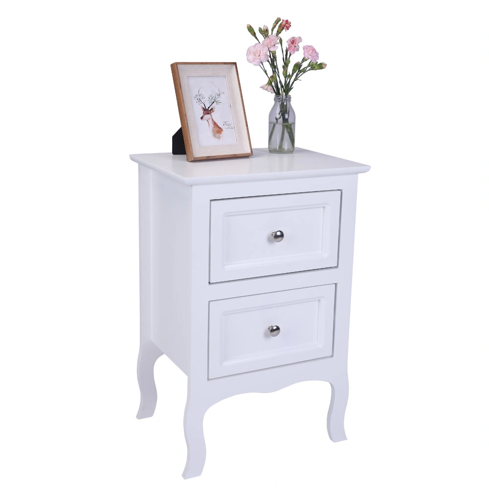 2pcs Country Style Two-Tier Night Tables Large Size White view 12