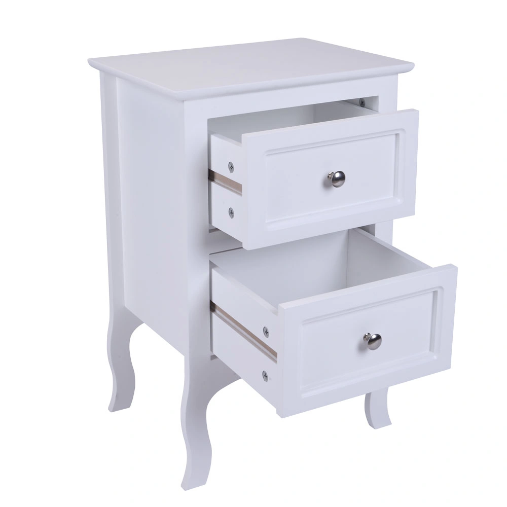 2pcs Country Style Two-Tier Night Tables Large Size White view 16
