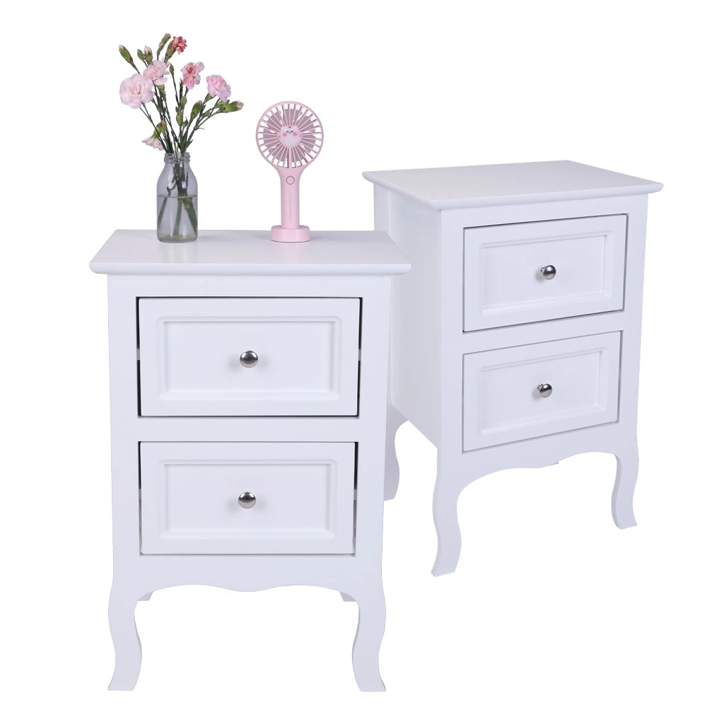 2pcs Country Style Two-Tier Night Tables Large Size White view 17