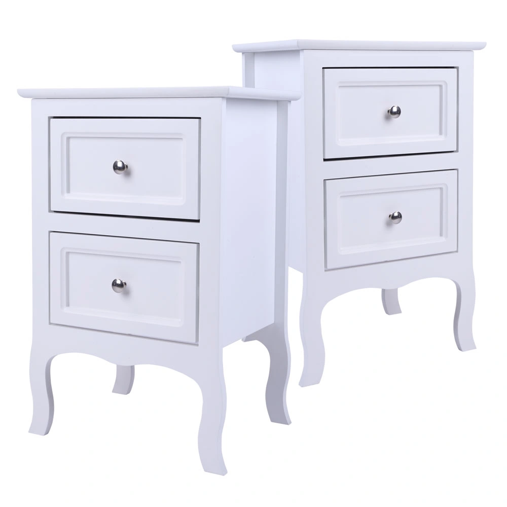2pcs Country Style Two-Tier Night Tables Large Size White view 2