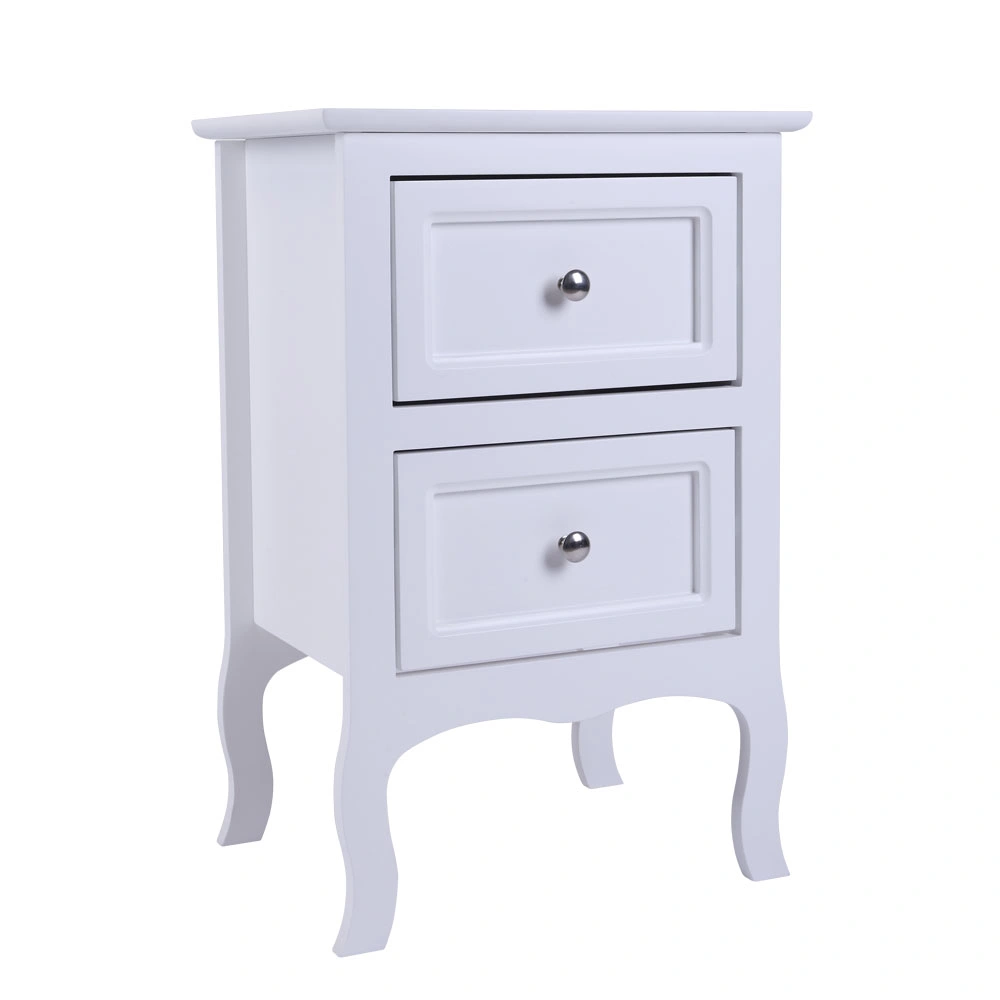2pcs Country Style Two-Tier Night Tables Large Size White view 21