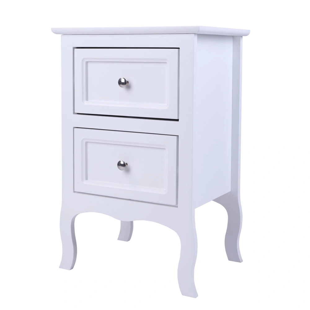 2pcs Country Style Two-Tier Night Tables Large Size White view 3