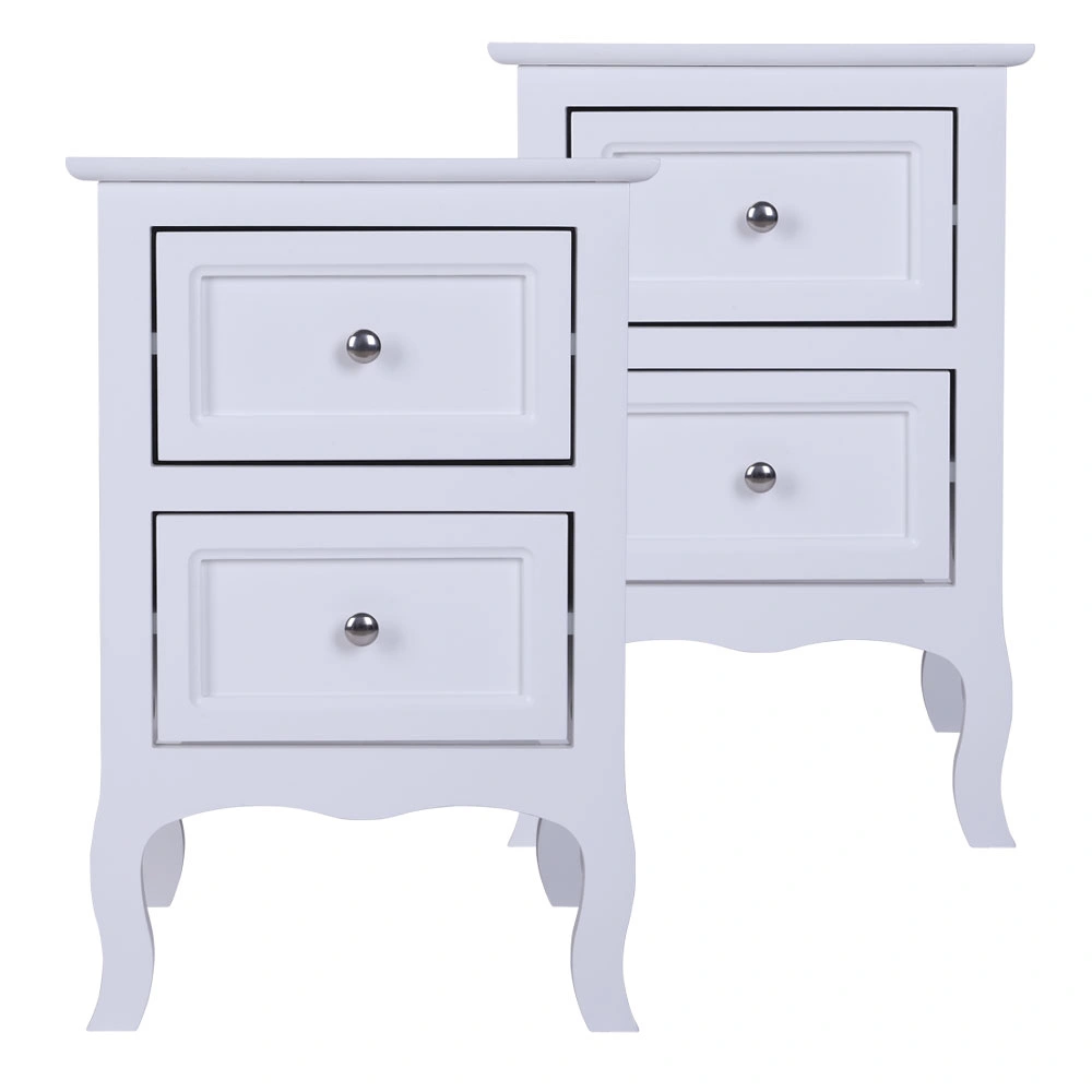 2pcs Country Style Two-Tier Night Tables Large Size White view 4