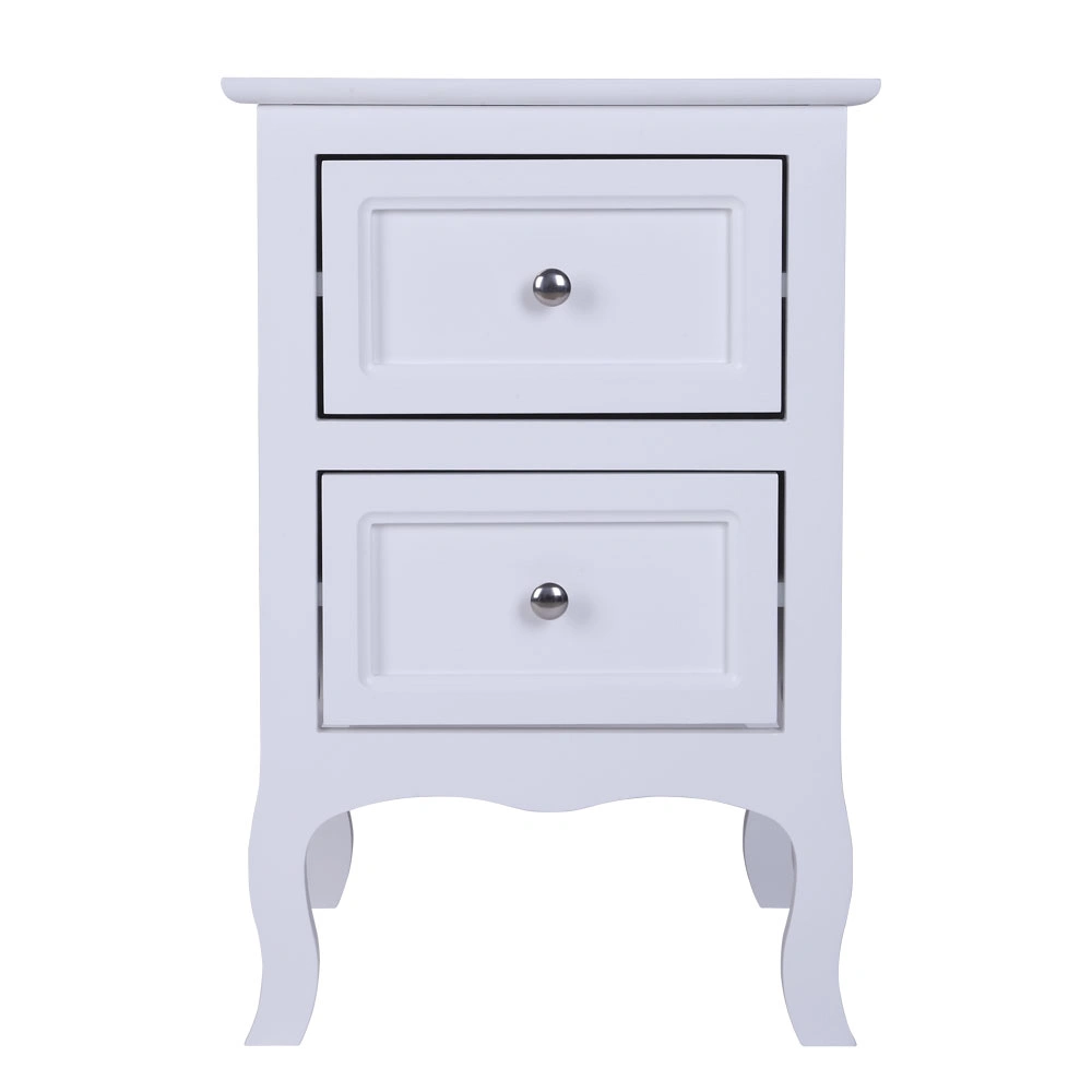 2pcs Country Style Two-Tier Night Tables Large Size White view 9
