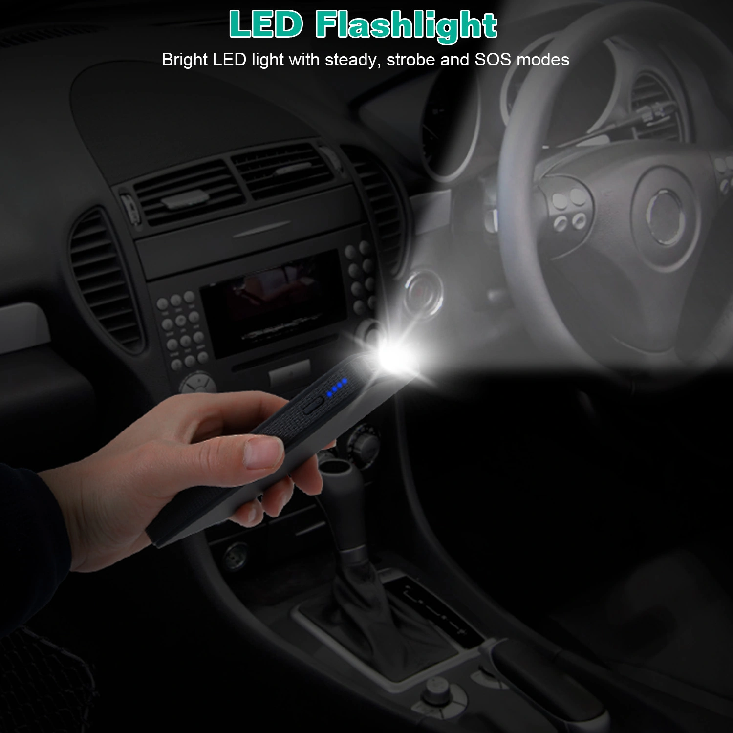 20000mAh Car Jump Starter - 400A Peak Current for Up to 2.0L Gas Engines, Portable Power Bank with USB 5V/2A, 3-Mode Emergency Flashlight (Normal/Strobe/SOS), Lightweight Ideal Gift view 8