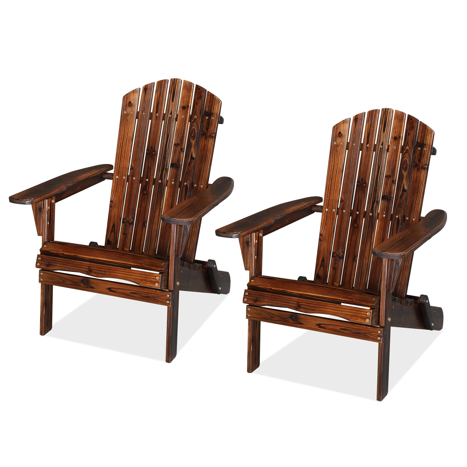 Folding Wooden Adirondack Lounger Chair with Natural Finish view 15