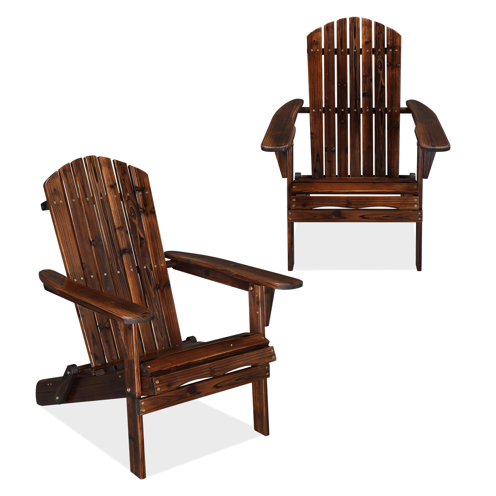 Folding Wooden Adirondack Lounger Chair with Natural Finish view 2