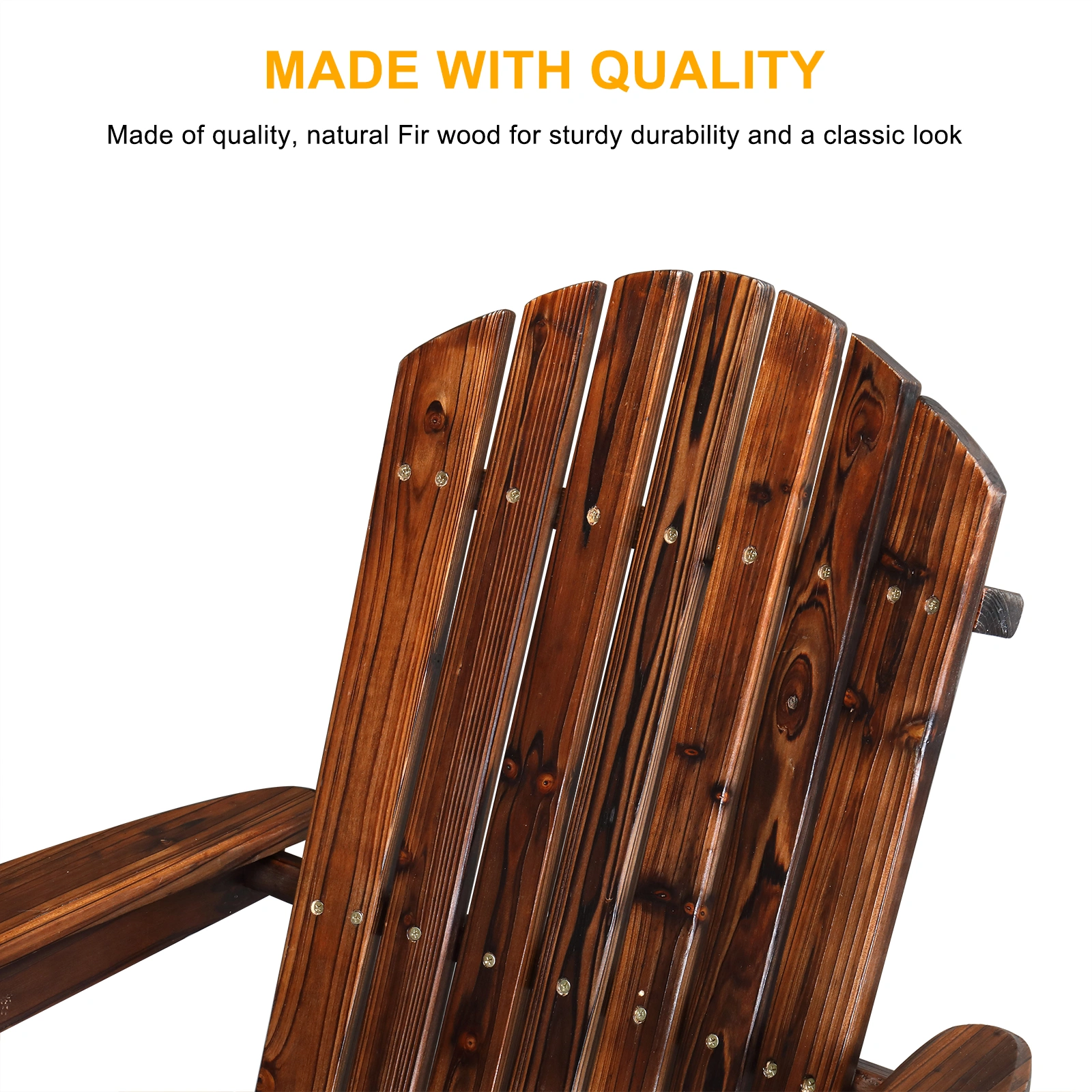 Folding Wooden Adirondack Lounger Chair with Natural Finish view 7
