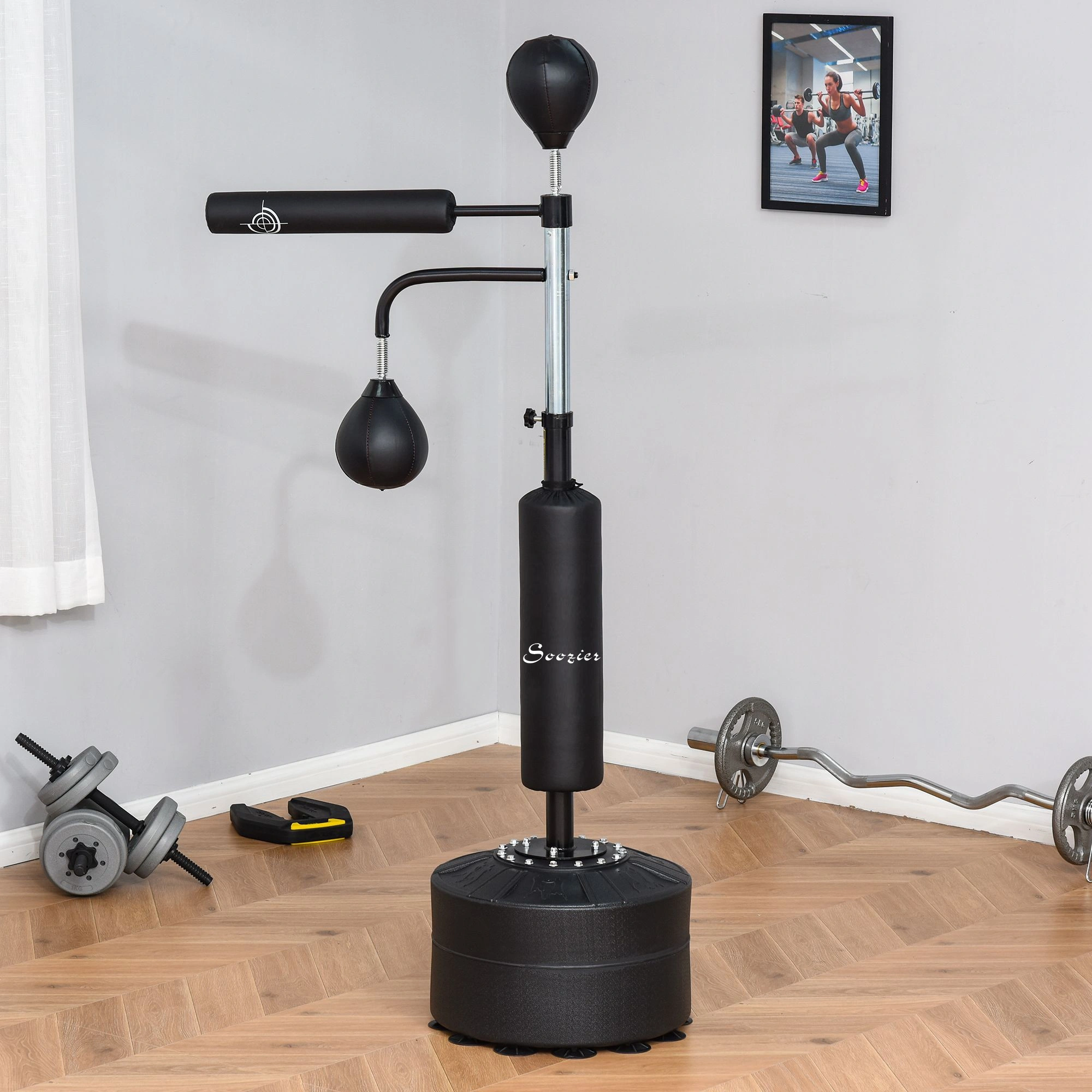 40lb Heavy Duty Boxing Bag, 5ft Freestanding Punching Bag for Adults & Kids, Adjustable Height Indoor Outdoor Training Equipment with Stable Base, Black view 2