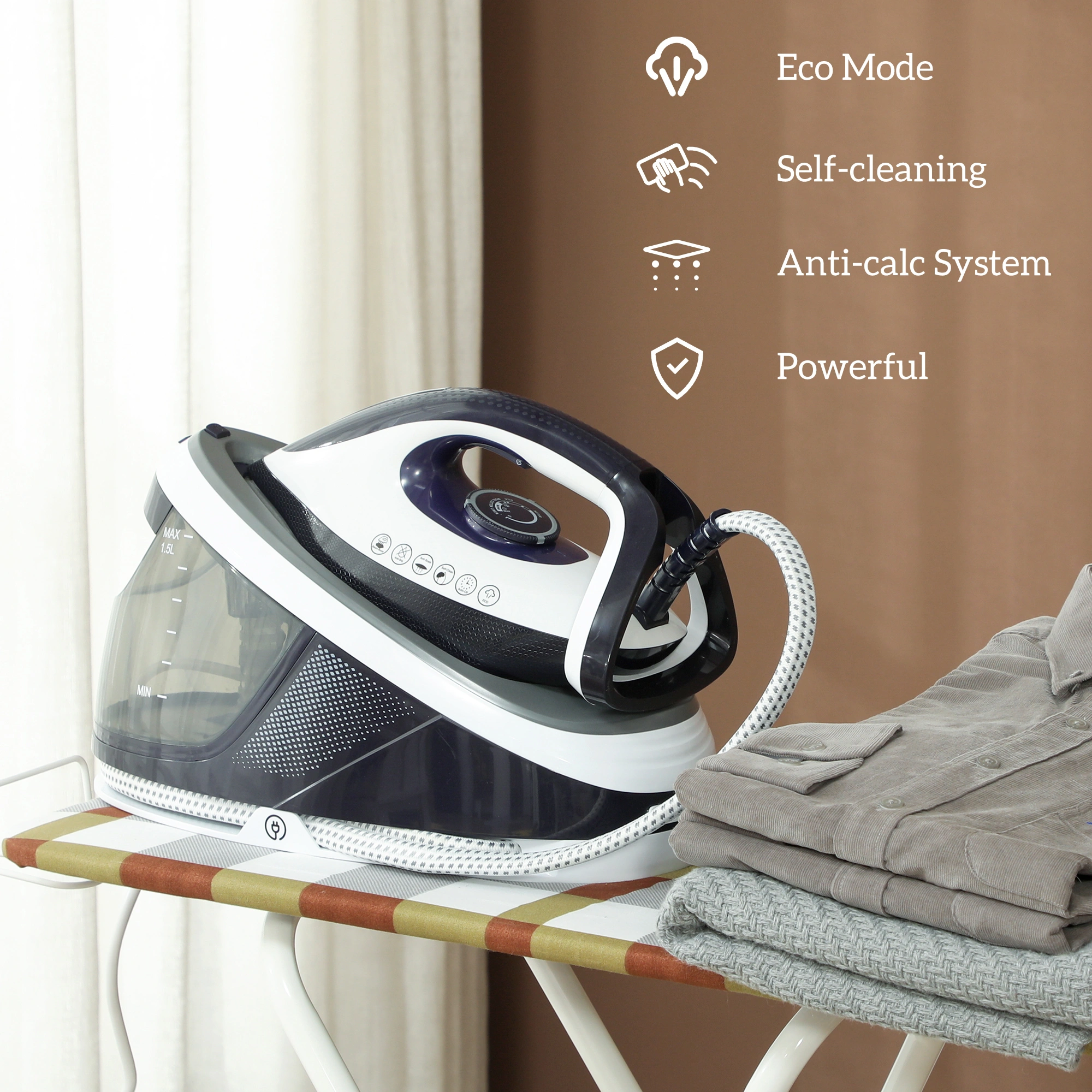 Professional Steam Generator Iron, High-Pressure Ironing System, Vertical Steamer for Clothes and Fabric view 3