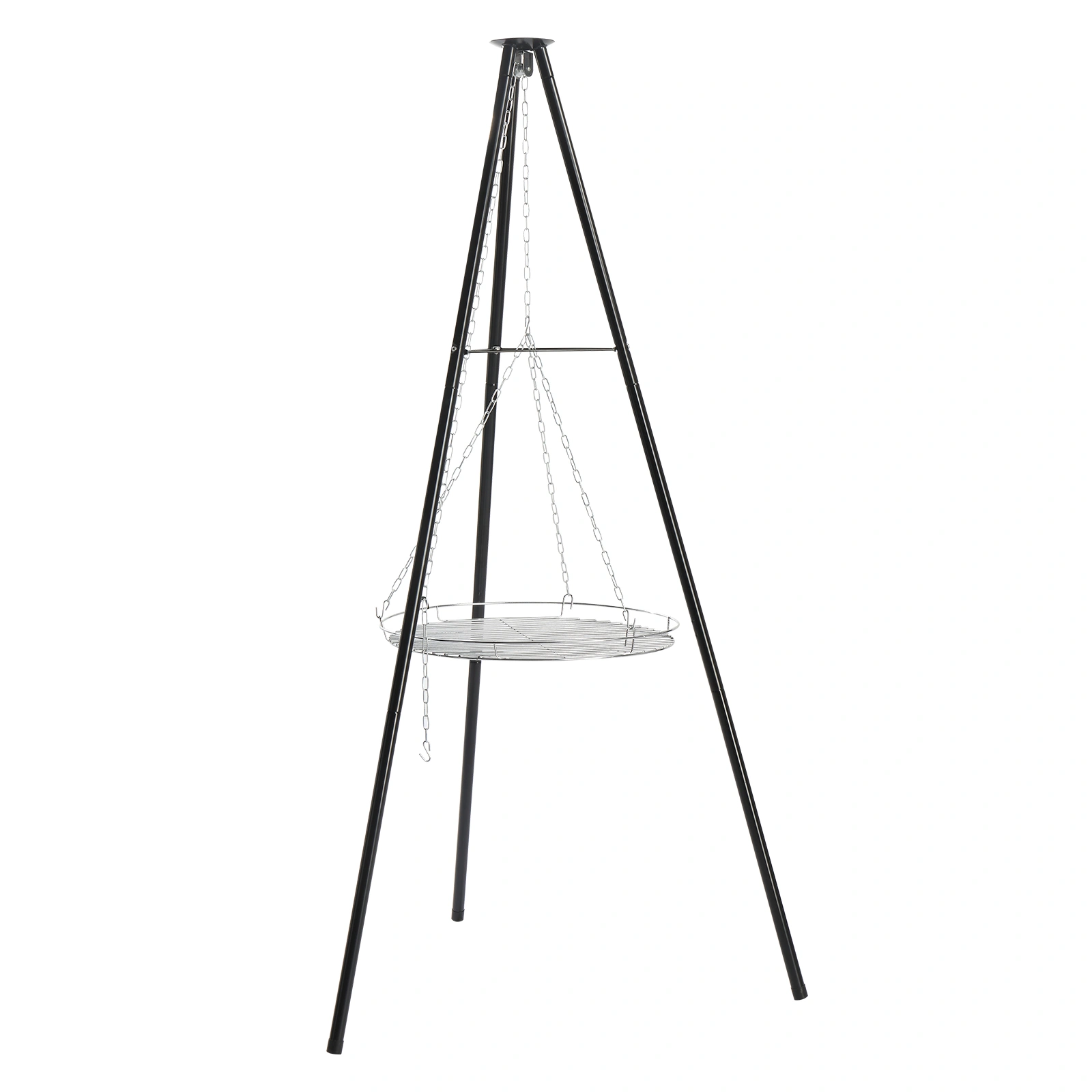 Campfire Tripod Grill, Adjustable Height BBQ Grill Grate for Cooking Over Fire, Firepit Cooking Rack, Black view 2