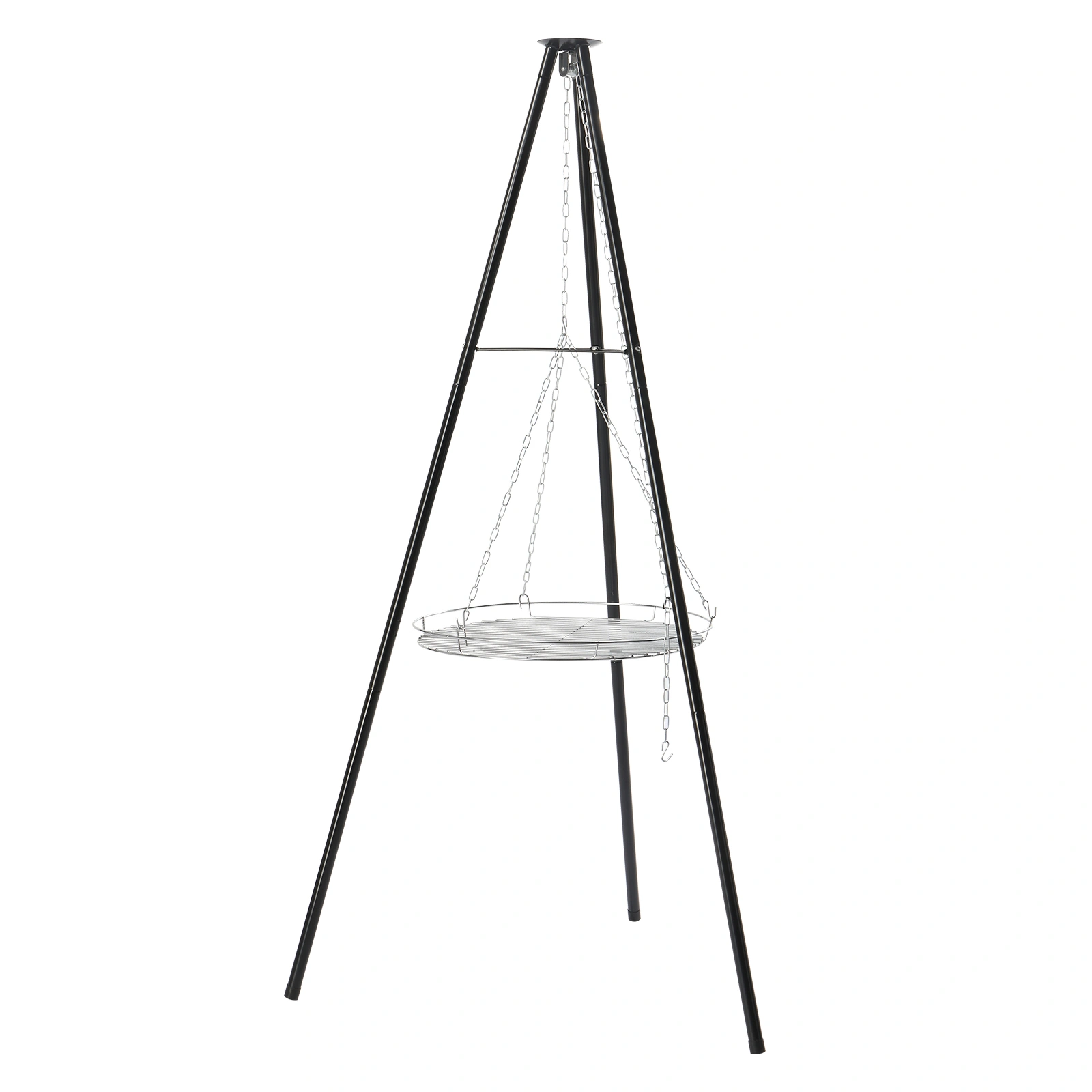 Campfire Tripod Grill, Adjustable Height BBQ Grill Grate for Cooking Over Fire, Firepit Cooking Rack, Black view 3