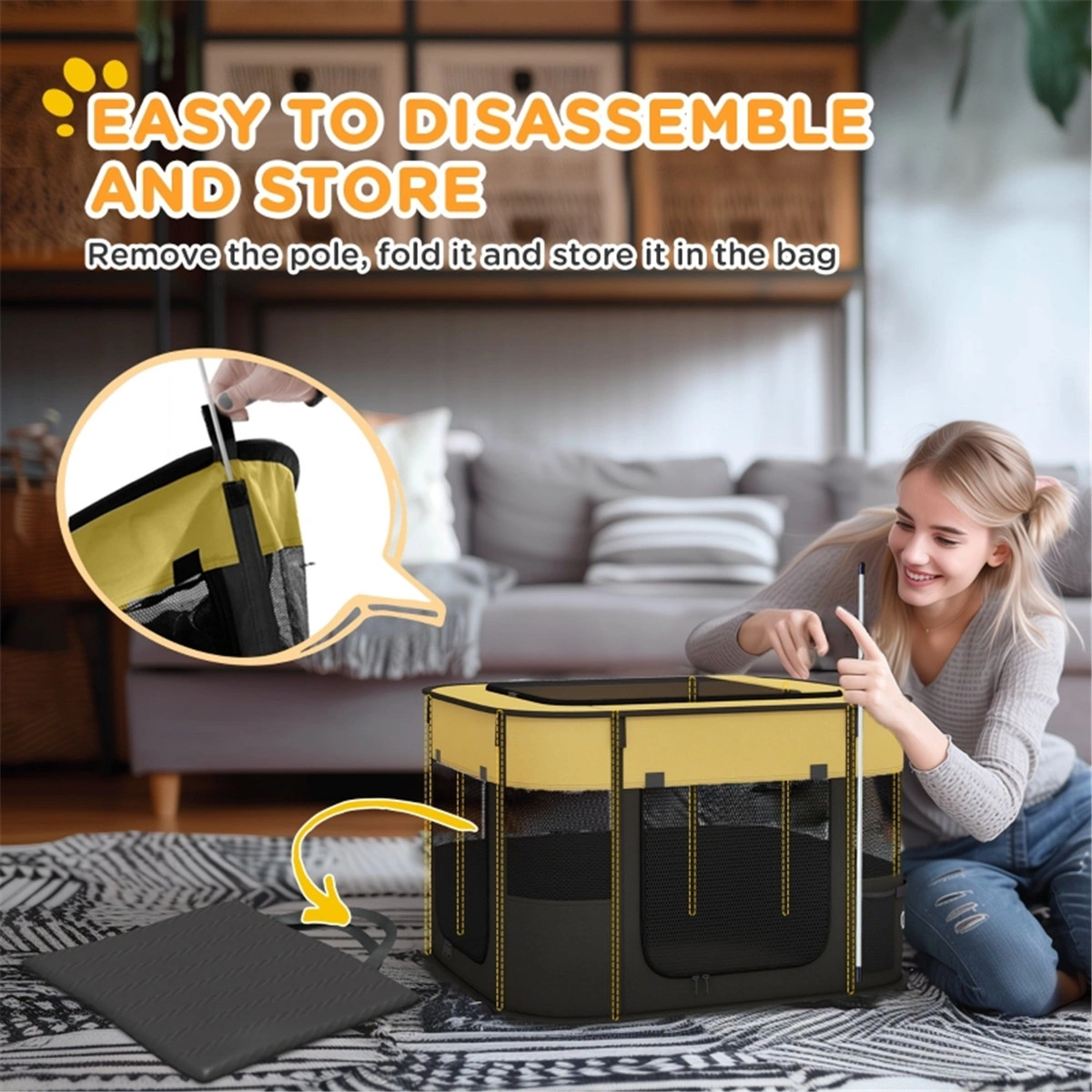 Pet Carrier Bag for Small Dogs & Cats, Portable Travel Airline Approved Soft Side Crate with Shoulder Strap, Foldable Walking Backpack, Black