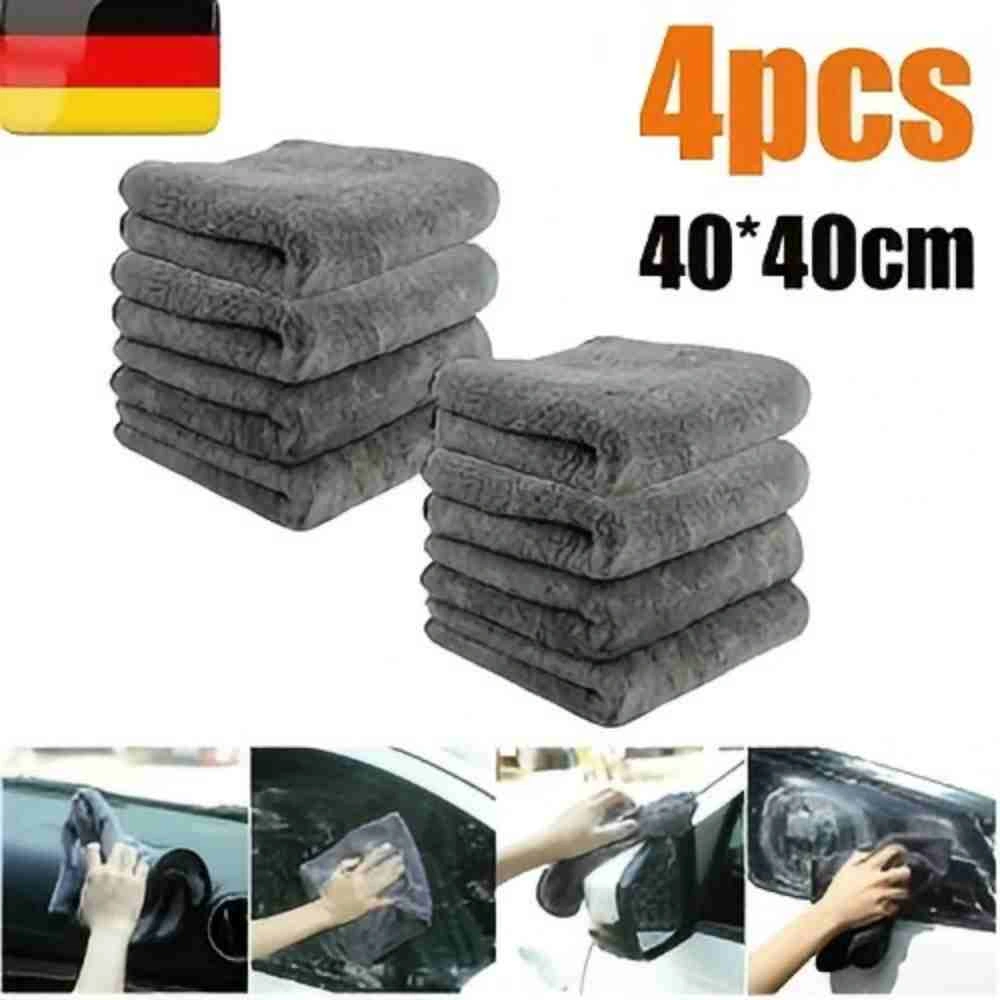 4 Pack Microfiber Car Wash Cloths 1200 GSM, Thick Soft Drying & Polishing Towels 40x40cm for Auto Detailing