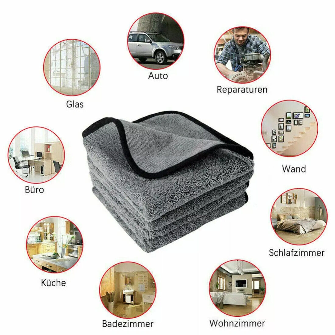 4 Pack Microfiber Car Wash Cloths 1200 GSM, Thick Soft Drying & Polishing Towels 40x40cm for Auto Detailing view 3