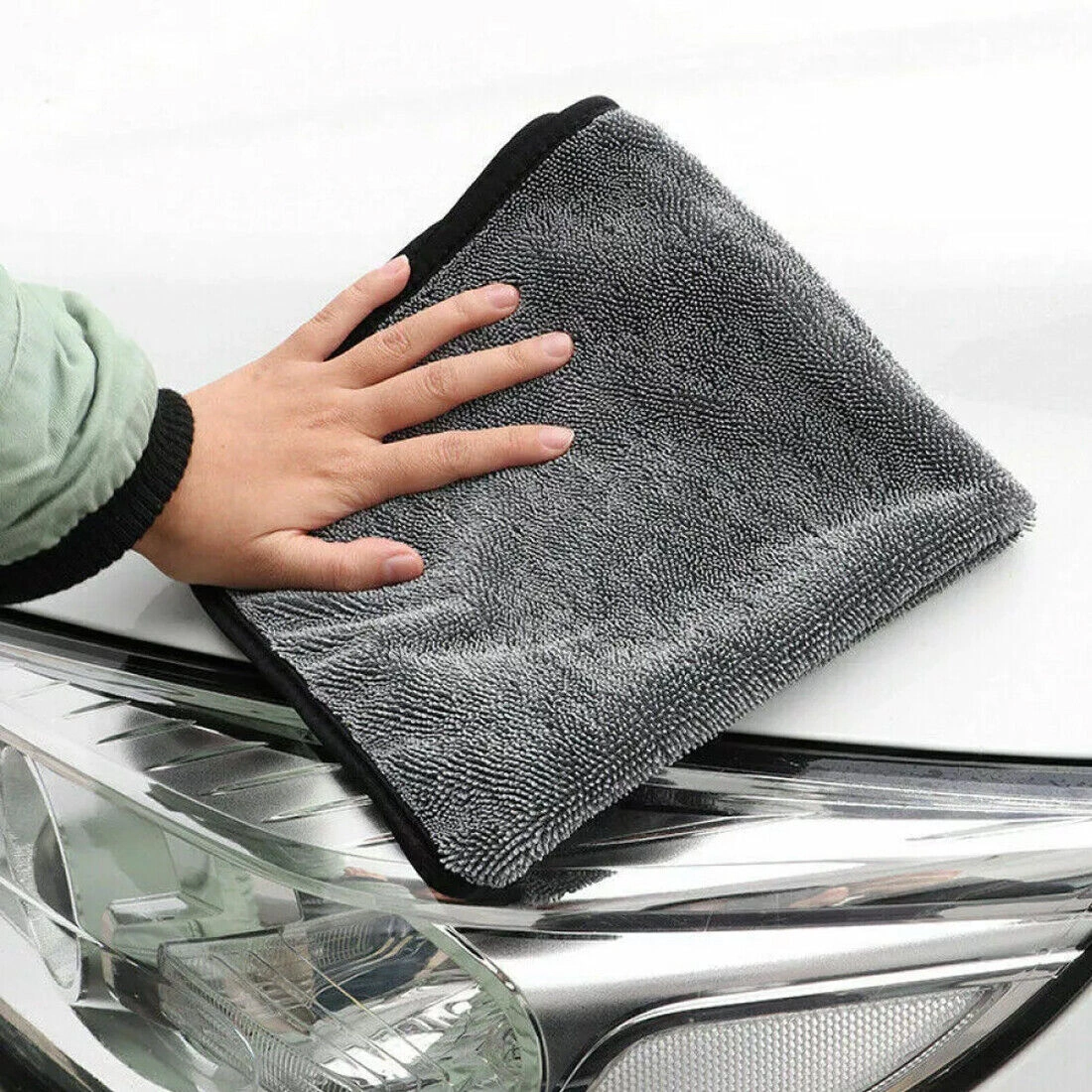 4 Pack Microfiber Car Wash Cloths 1200 GSM, Thick Soft Drying & Polishing Towels 40x40cm for Auto Detailing view 4