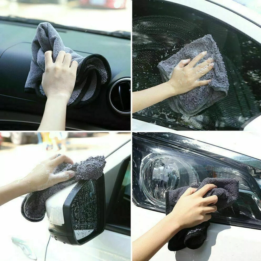 4 Pack Microfiber Car Wash Cloths 1200 GSM, Thick Soft Drying & Polishing Towels 40x40cm for Auto Detailing view 5