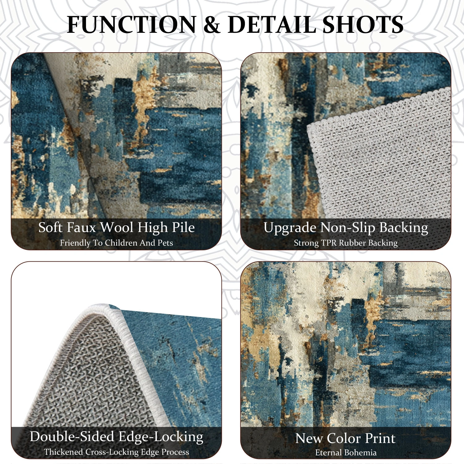 Three-piece kitchen rug set, non-slip and washable, abstract pattern kitchen hallway rug, soft and comfortable, suitable for sinks, floors, entrances, hallways and bathrooms. view 8