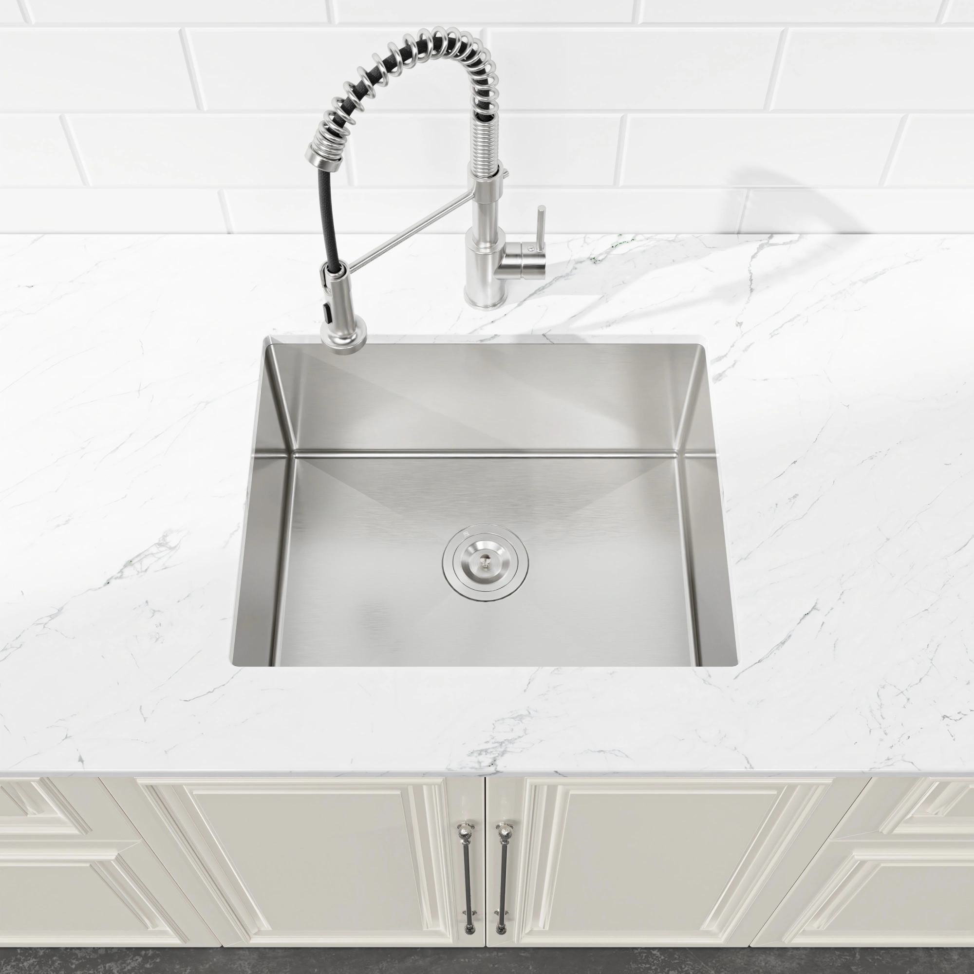 Stainless Steel Kitchen Sink, 23″x19″ Single Bowl, Undermount Handmade Sink in Dark Gray, with US Standard Drain and Hook[Unable ship on weekends, TK/TEMU only for pickup, only TX10643 warehouse supports GOFO] view 4