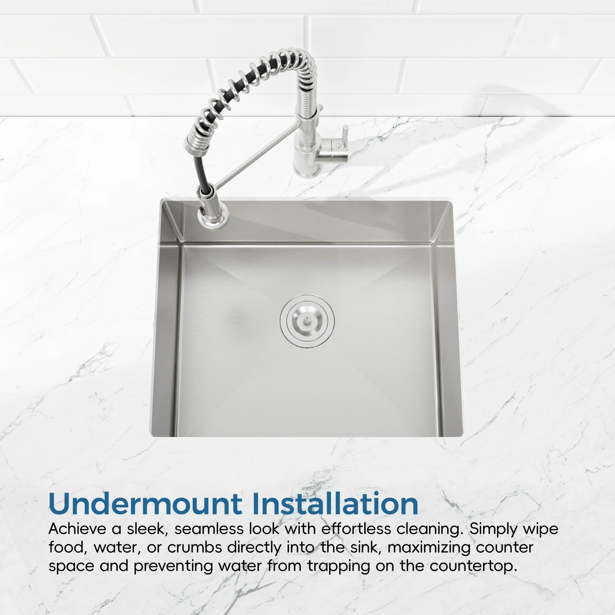 Stainless Steel Kitchen Sink, 23″x19″ Single Bowl, Undermount Handmade Sink in Dark Gray, with US Standard Drain and Hook[Unable ship on weekends, TK/TEMU only for pickup, only TX10643 warehouse supports GOFO] view 5