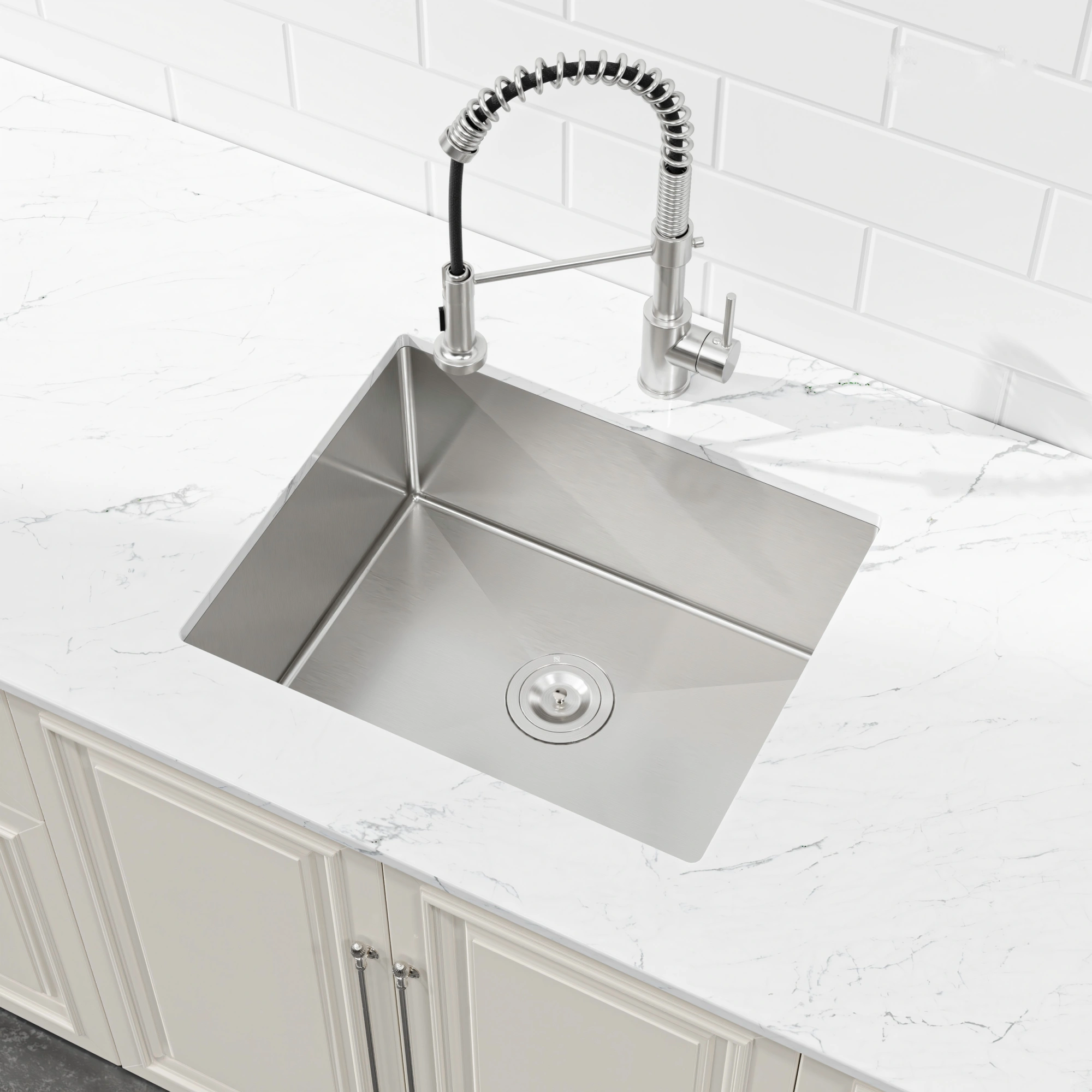 Stainless Steel Kitchen Sink, 23″x19″ Single Bowl, Undermount Handmade Sink in Dark Gray, with US Standard Drain and Hook[Unable ship on weekends, TK/TEMU only for pickup, only TX10643 warehouse supports GOFO] view 9