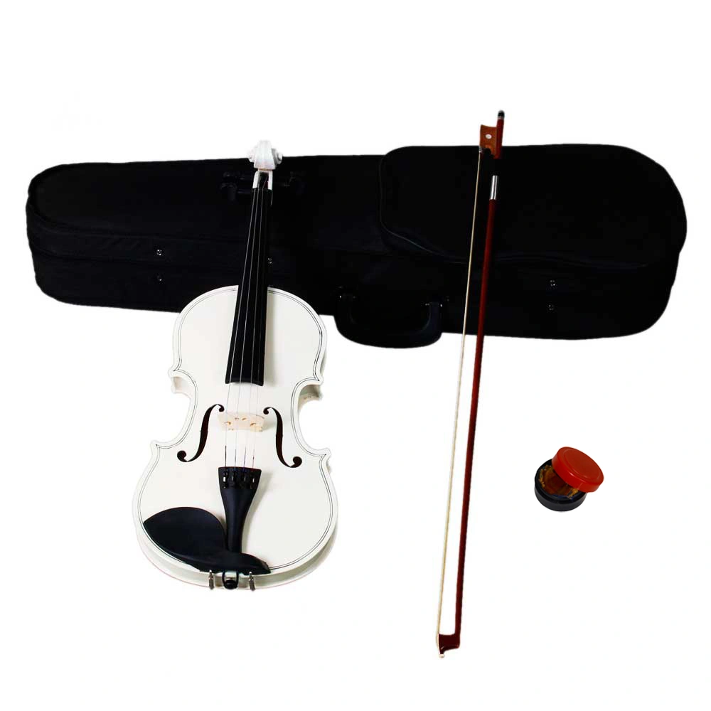 4/4 Full Size Acoustic Violin Complete Kit with Hard Case Bow Rosin White Finish view 2