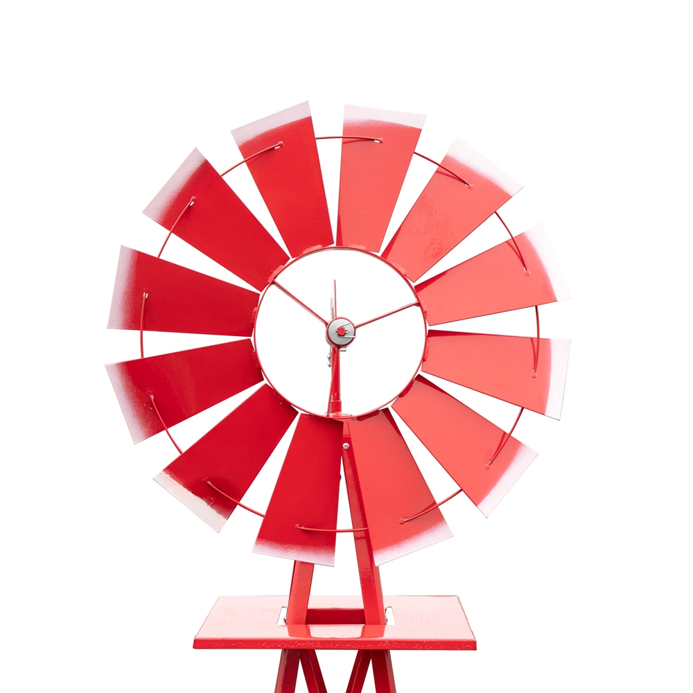 8FT Weather Resistant Yard Garden Windmill Red view 17
