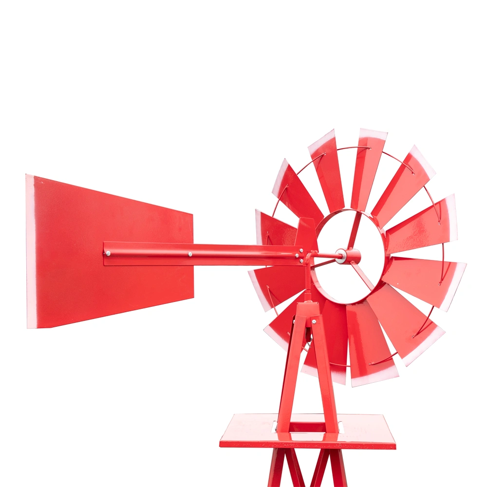 8FT Weather Resistant Yard Garden Windmill Red view 18